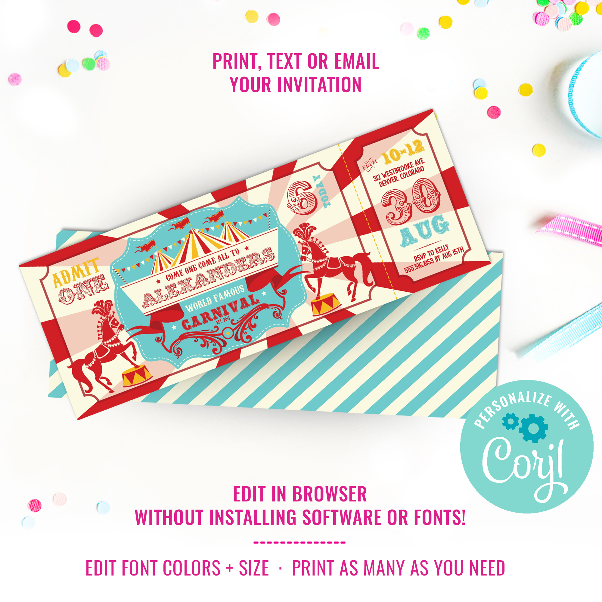 Carnival Party Invitation design preview
