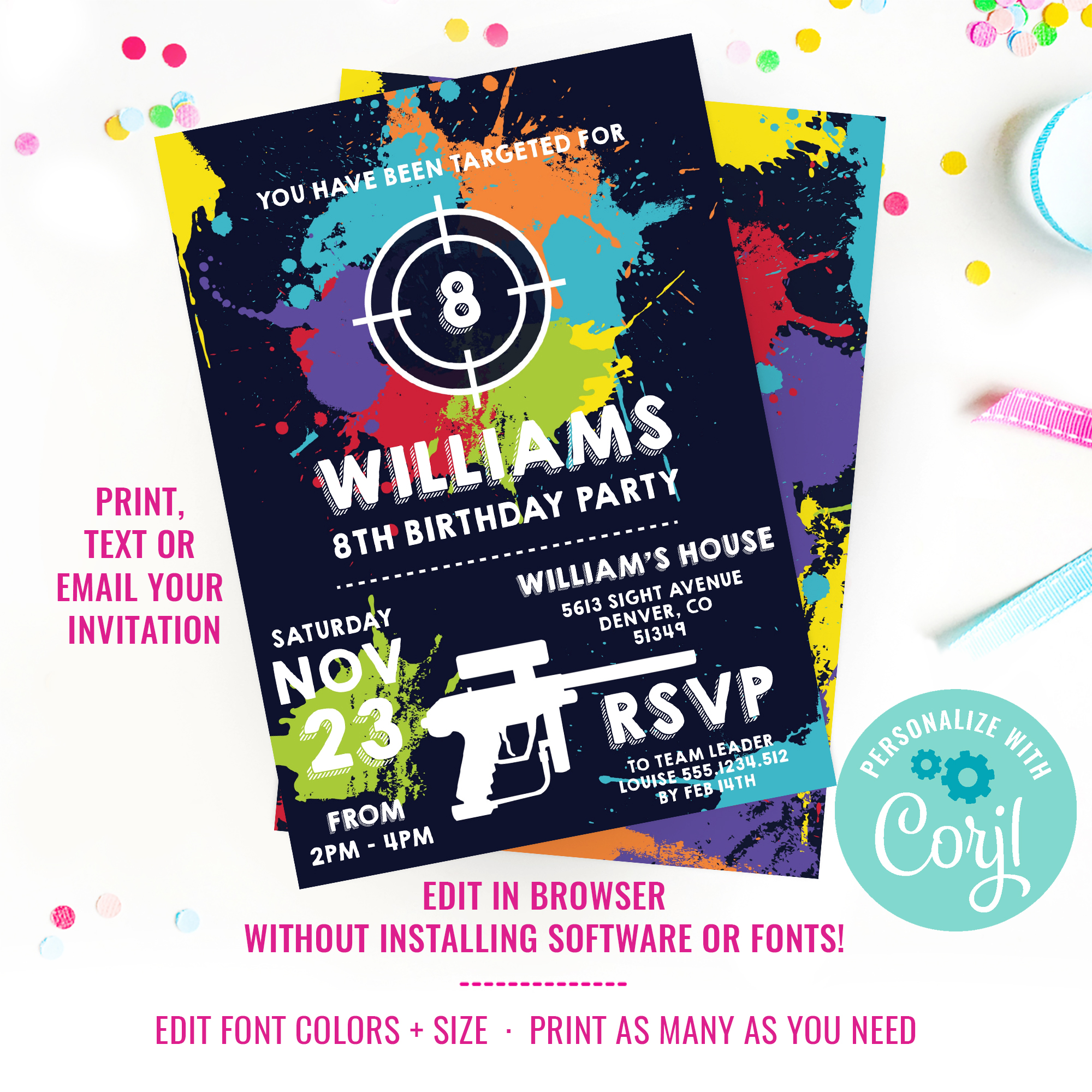 Laser Tag Party Invitation design preview