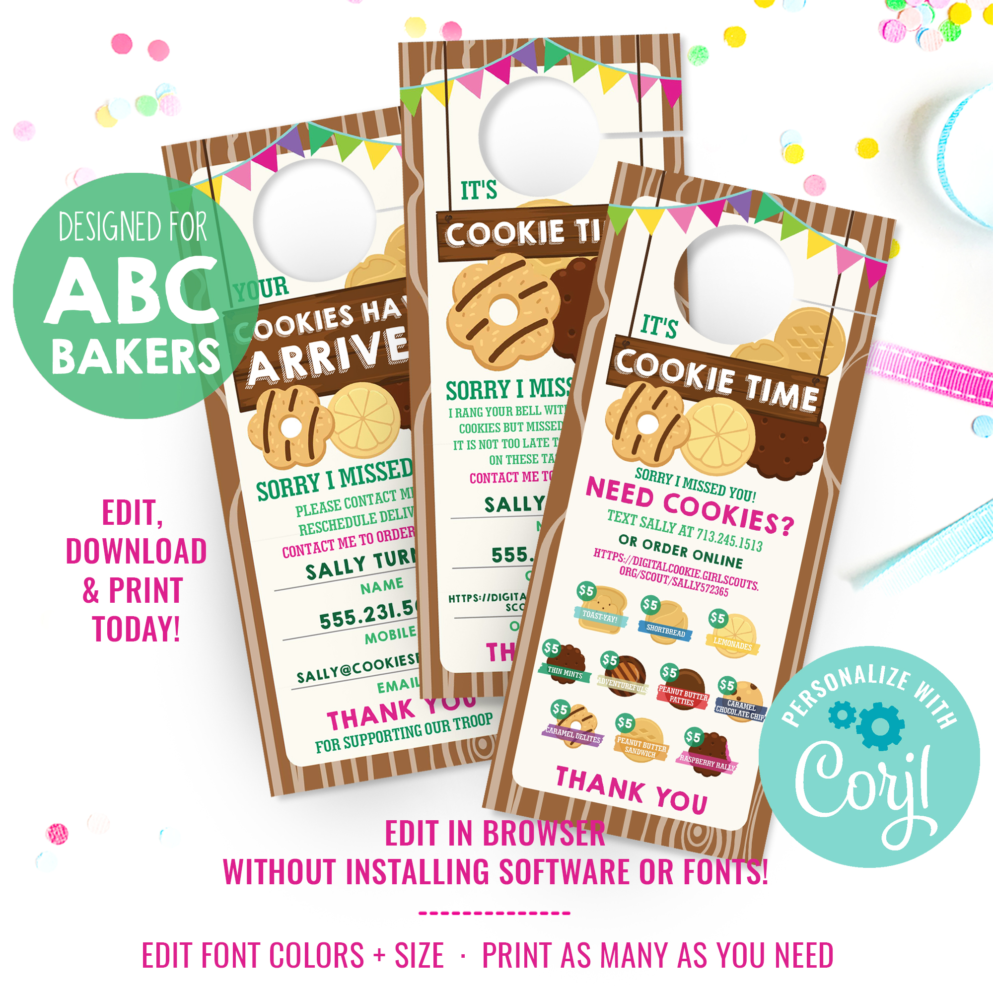 ABC CookieSeller Door Hanger Menu design preview