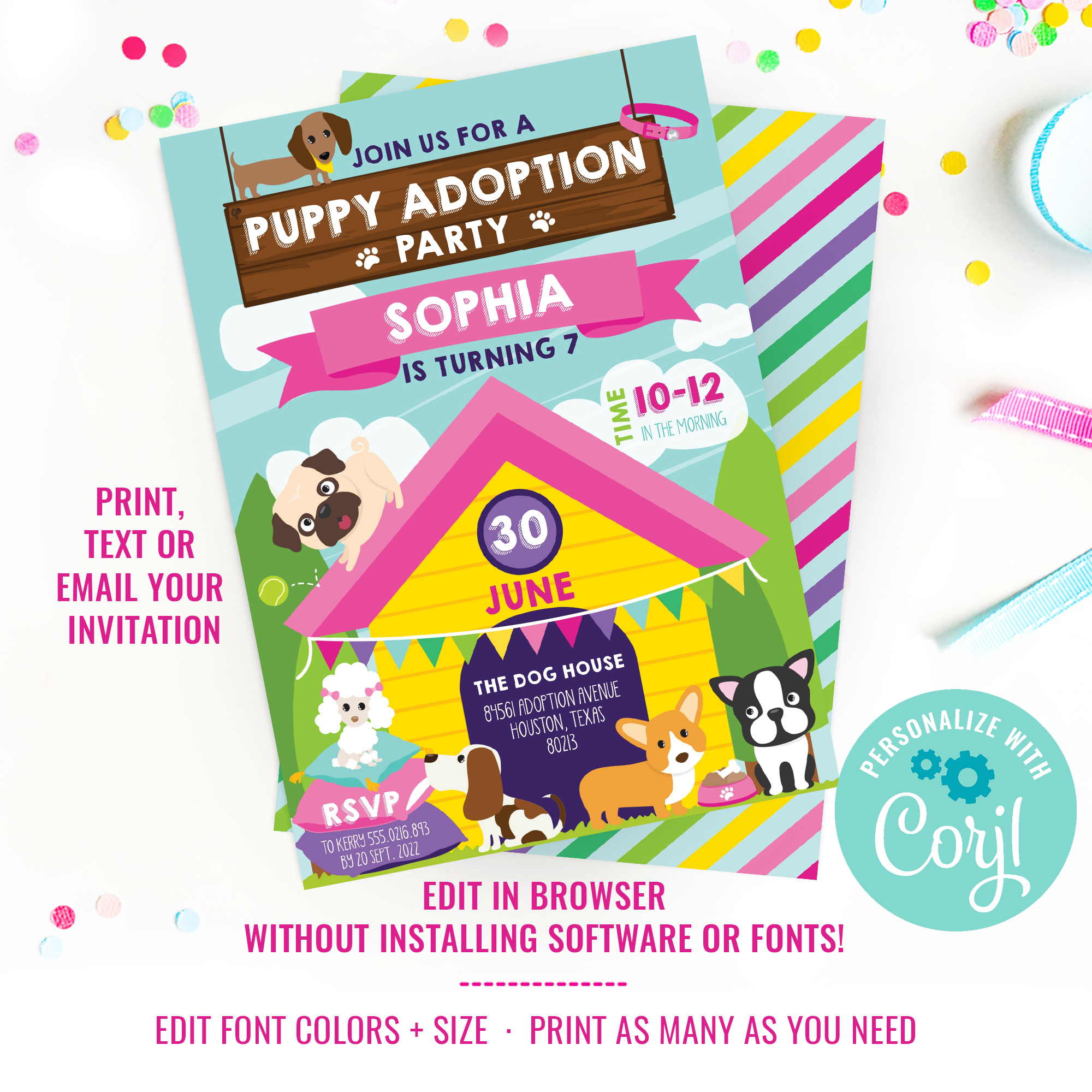 Puppy Adoption Party Invitation design preview
