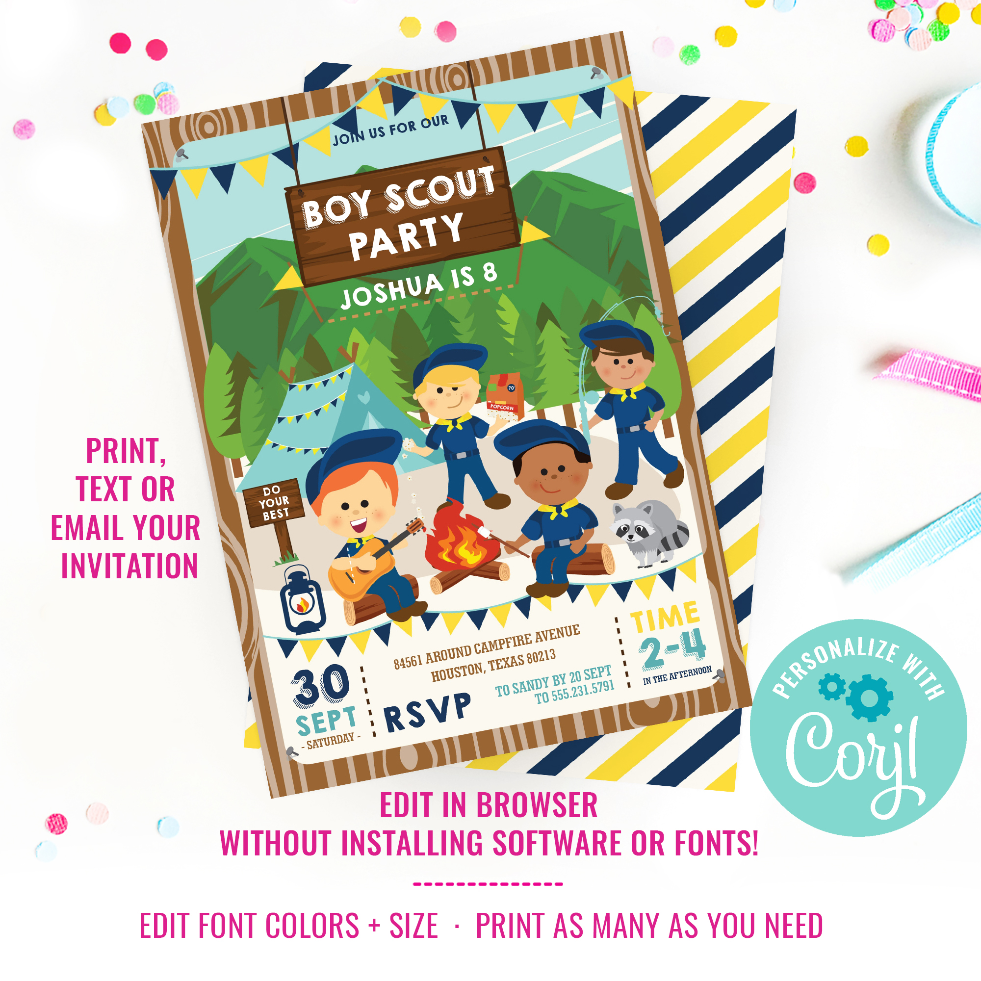 Boy Scout Birthday Party Invitation design preview