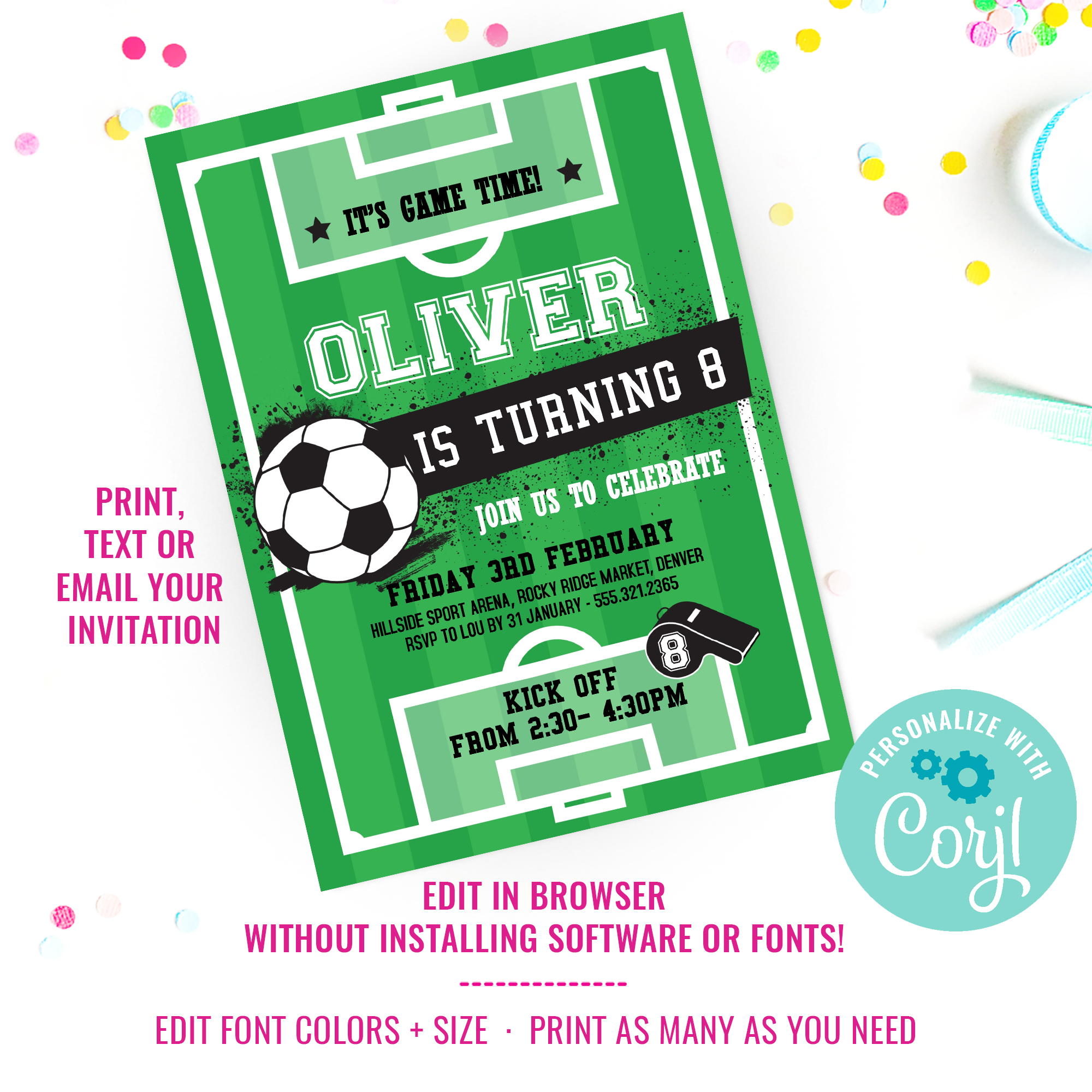 Soccer Party Invitation design preview