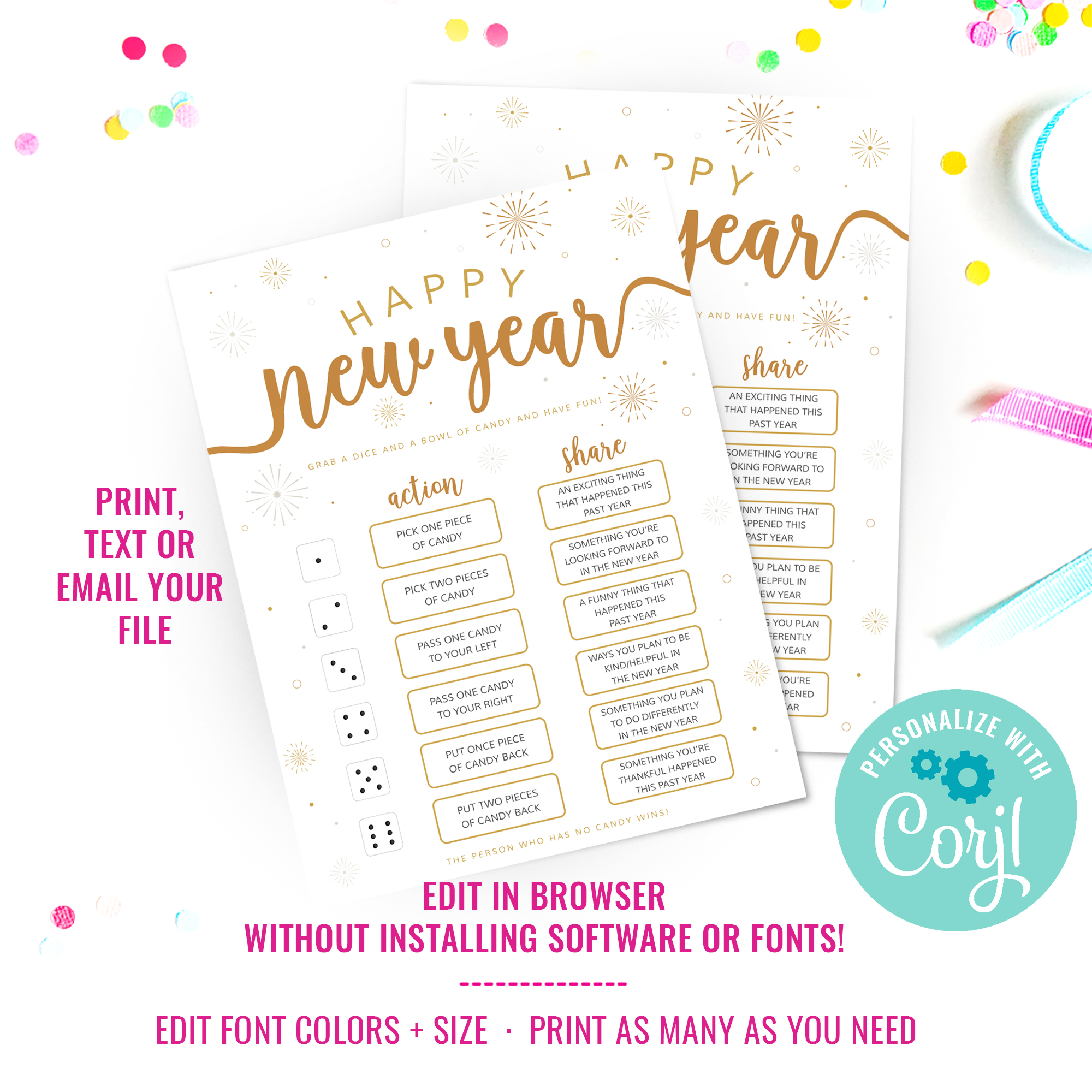 New Years Dice Table Game design preview
