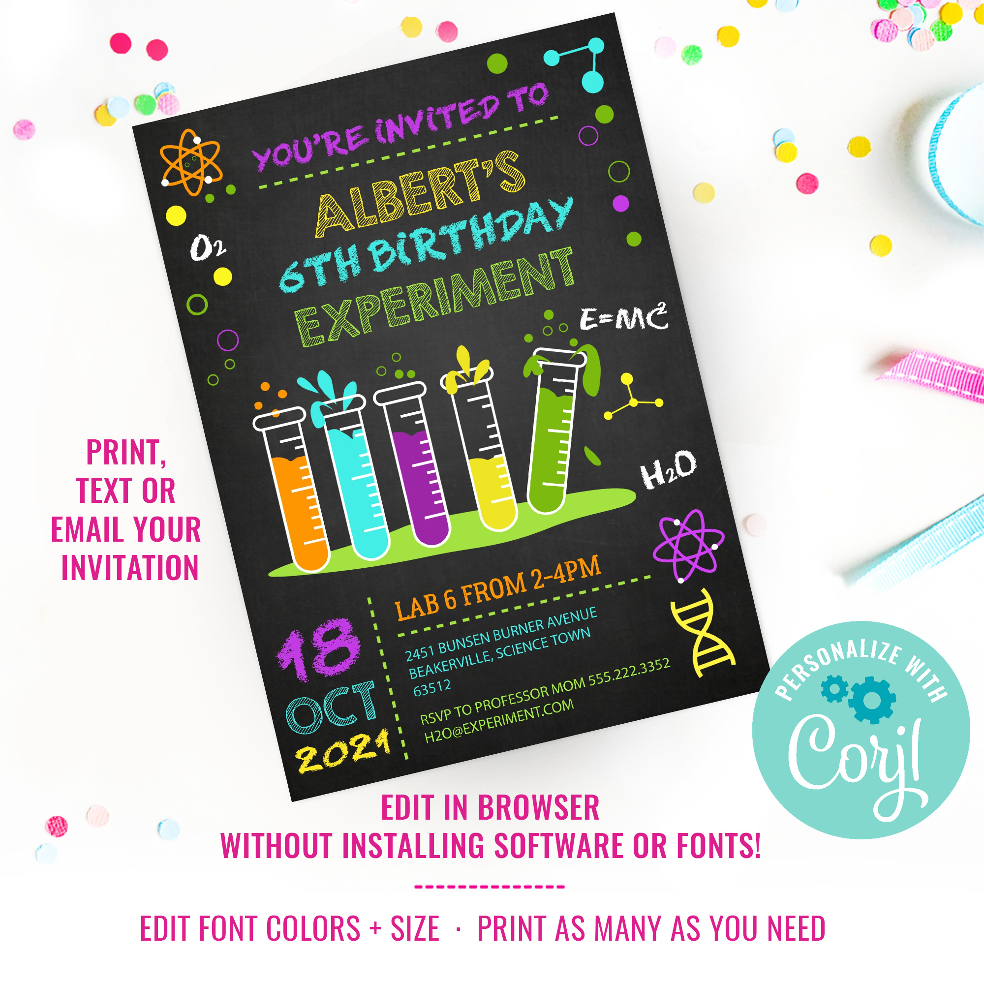 Science Experiment Party Invitation design preview