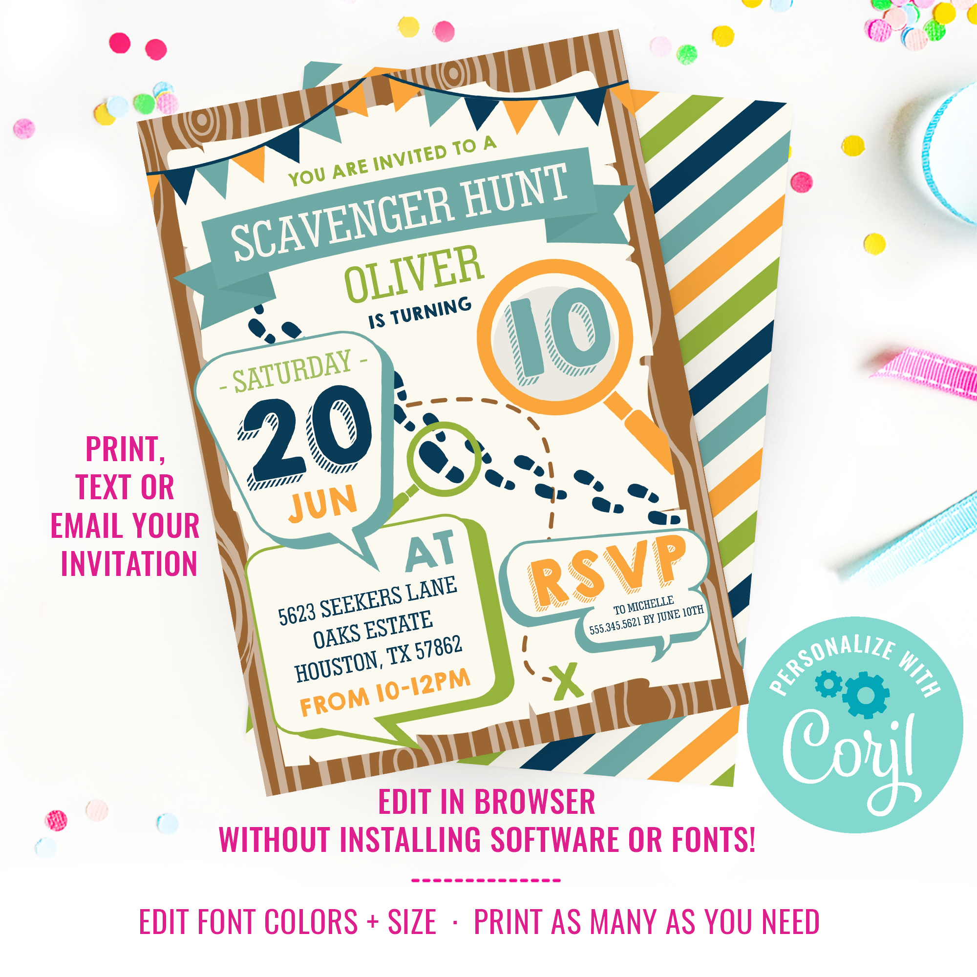 Scavenger Hunt Party Invitation Boys design preview
