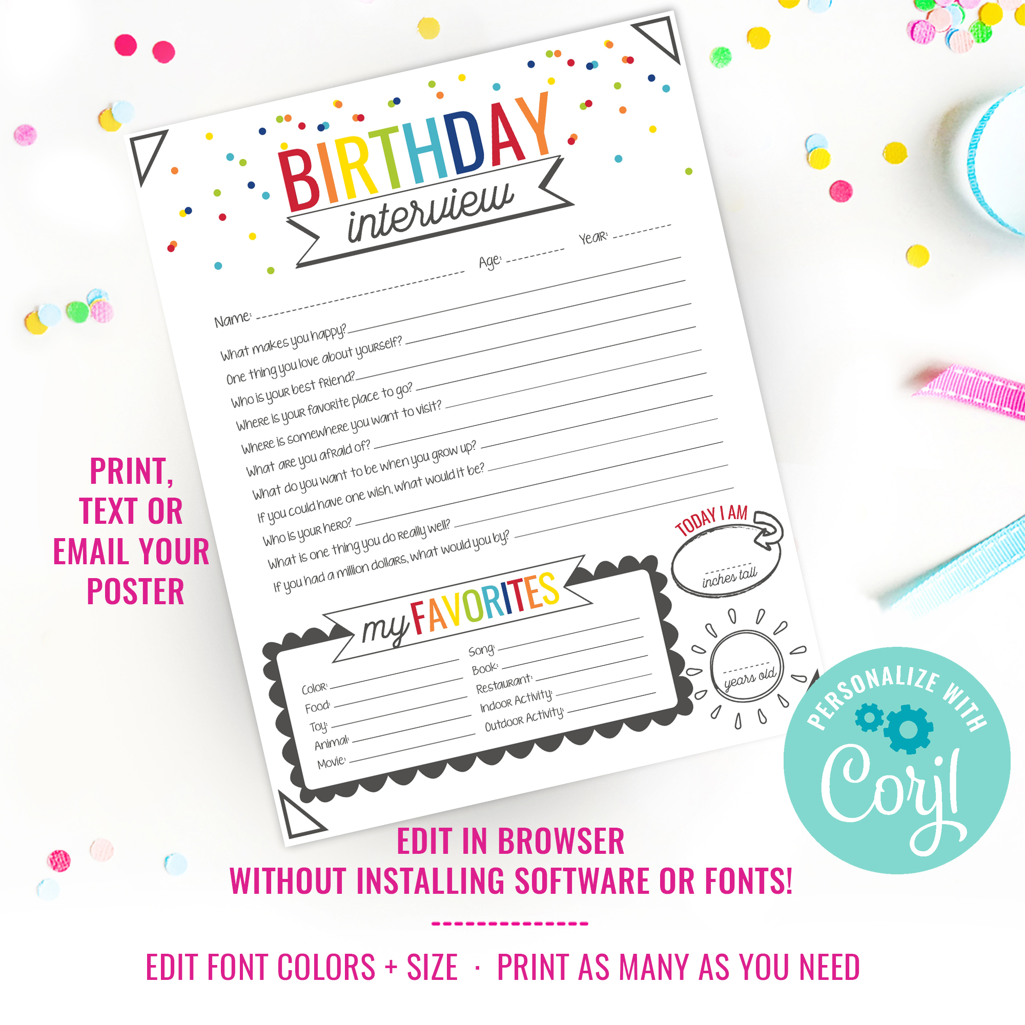 Birthday Interview for Boys design preview