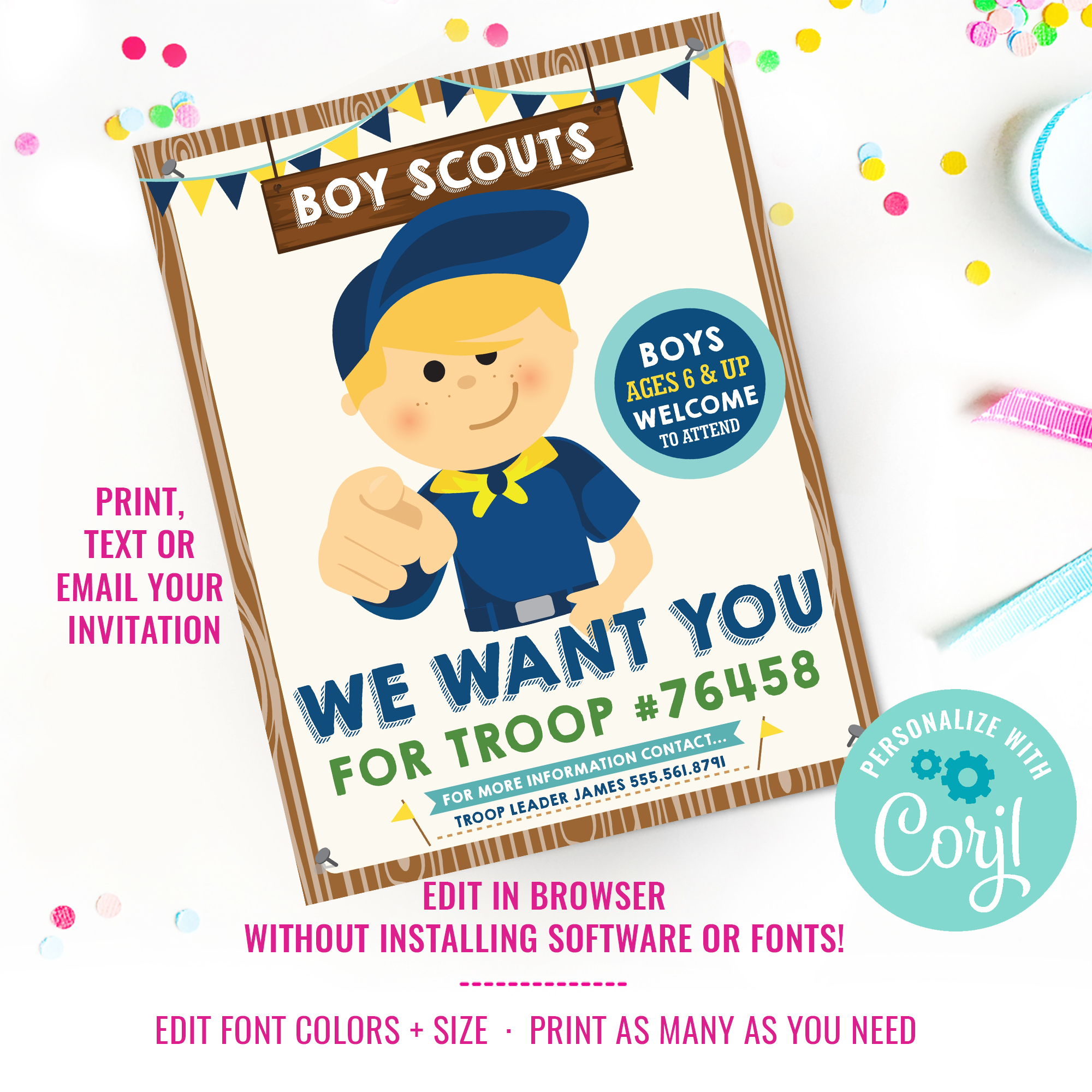 Boy Scout Recruitment Flyer design preview