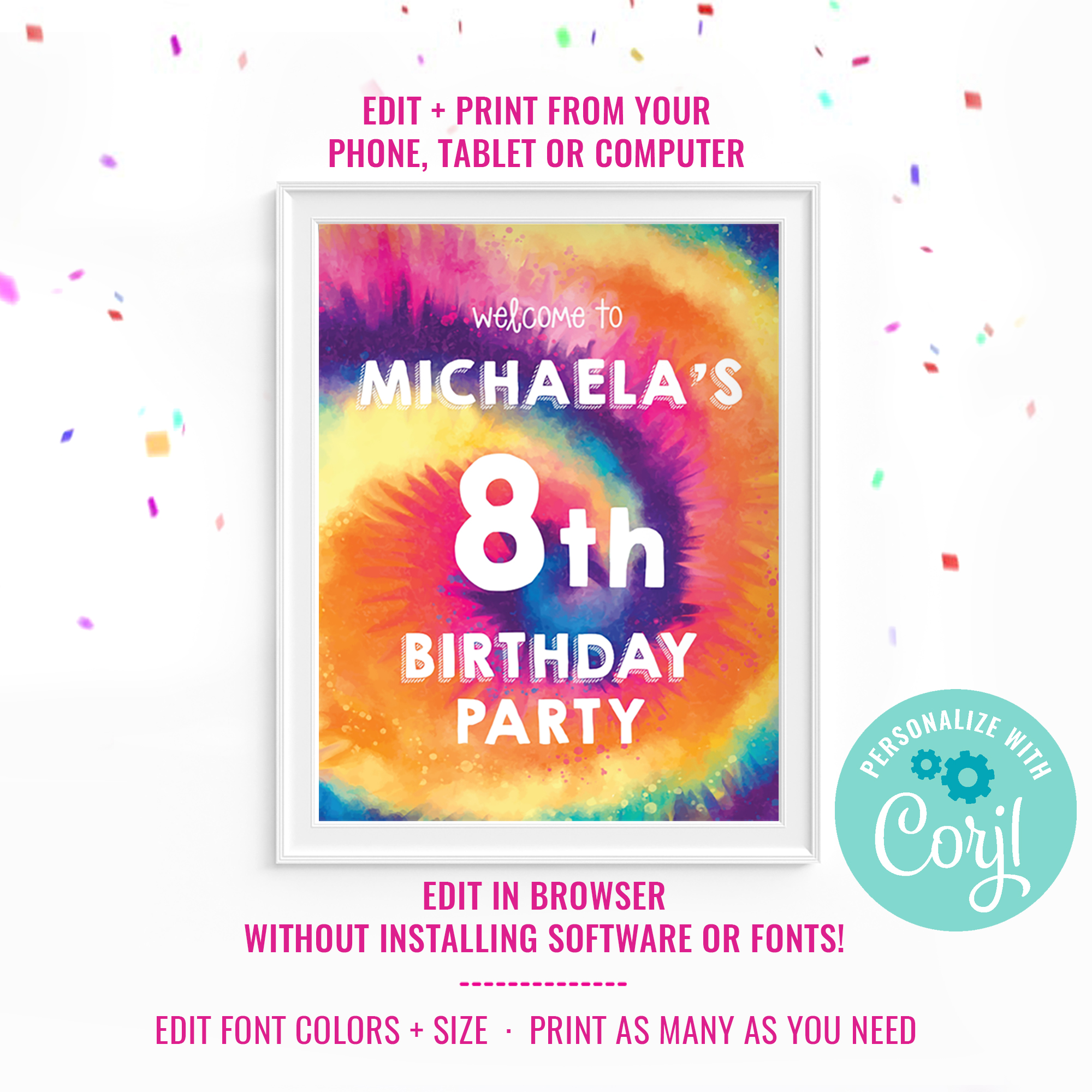 Tie-Dye Party Signs design preview