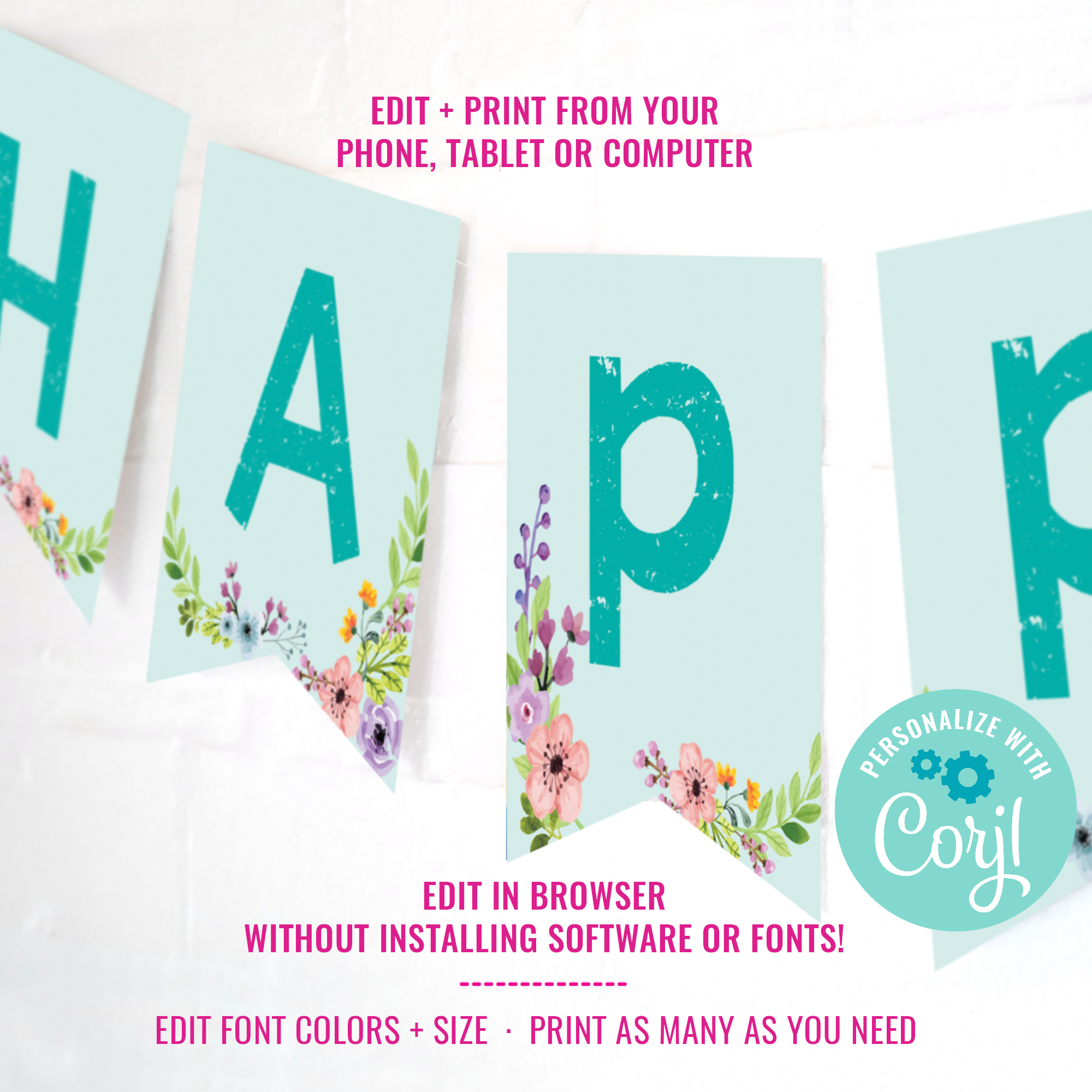 Horse Party Happy Birthday Banner design preview
