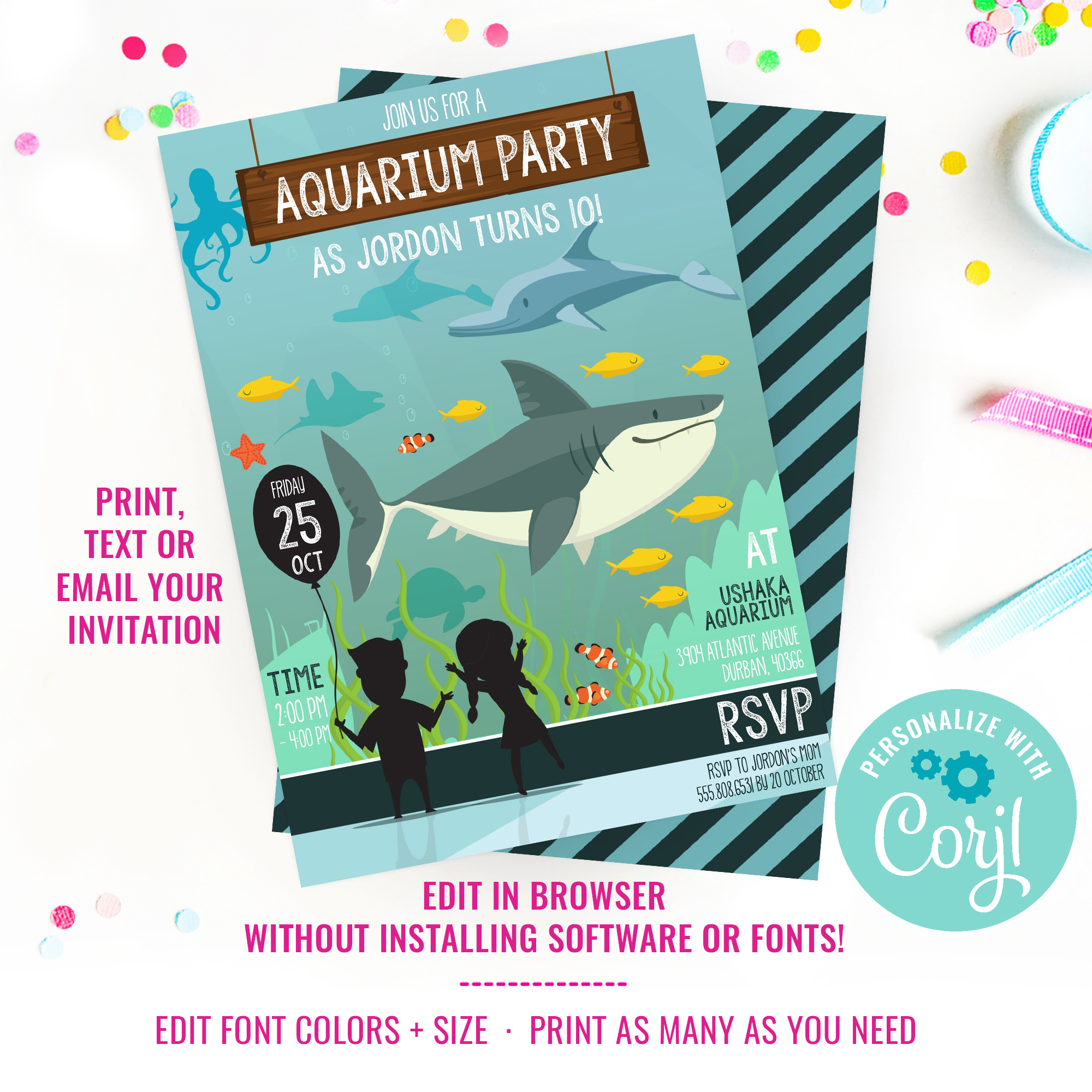 Aquarium Party Invitation design preview