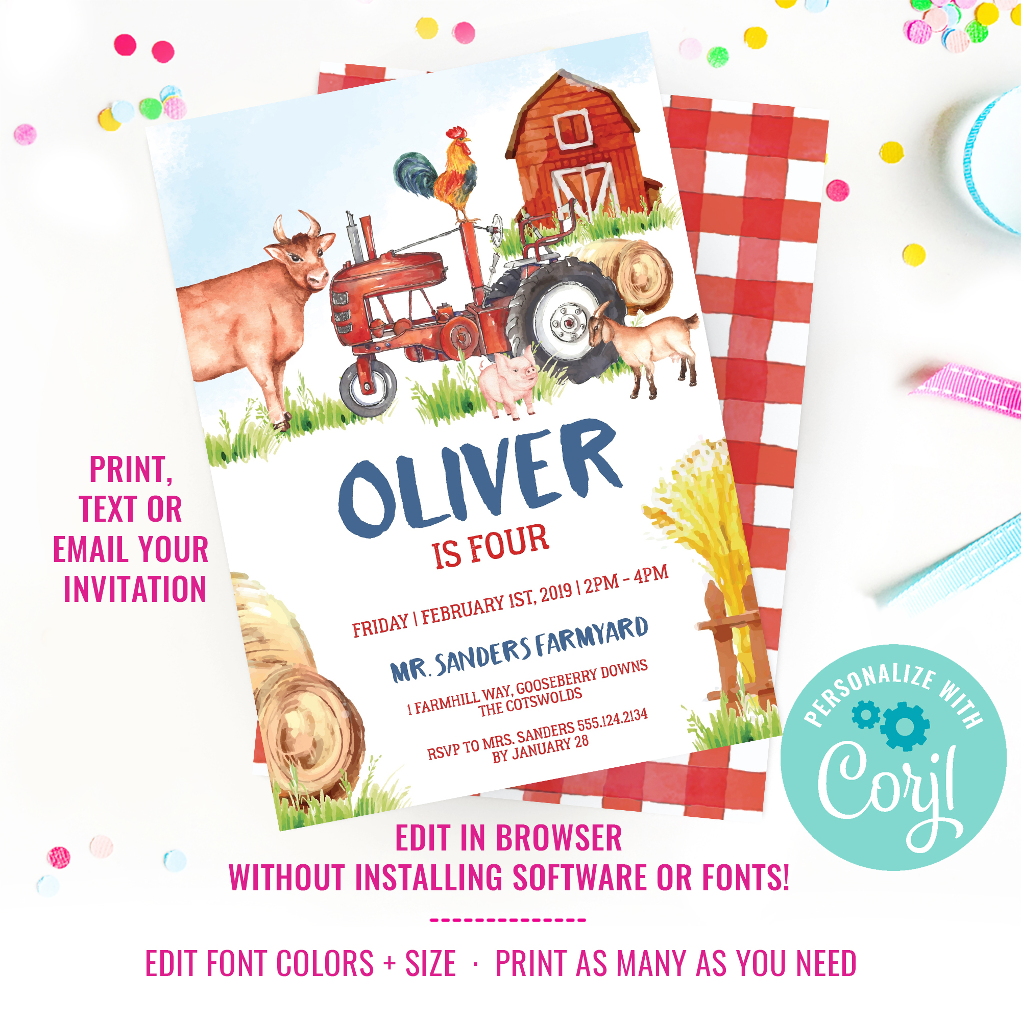Farm Birthday Invitation design preview