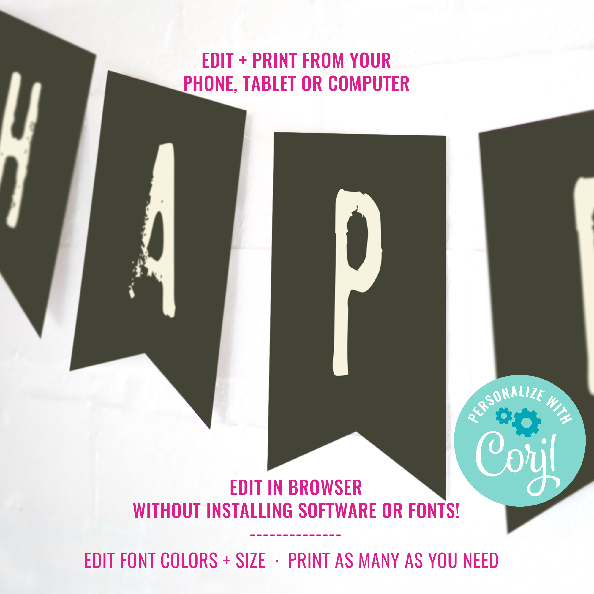 Army Tank Party Banner design preview