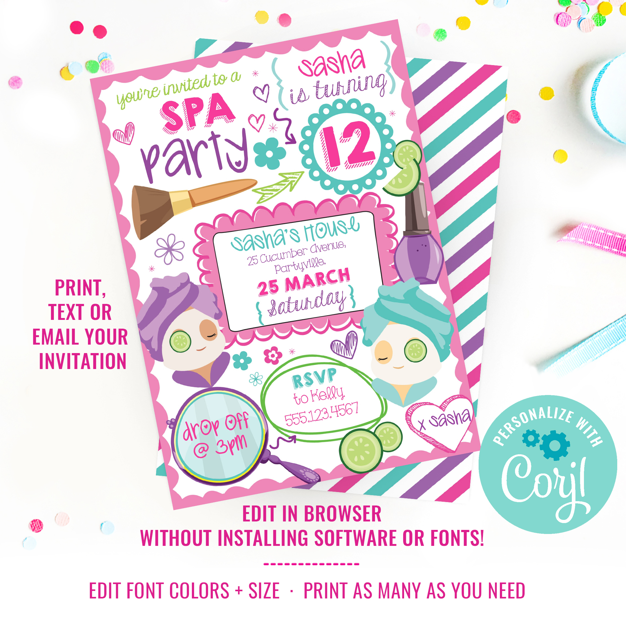 Spa Party Invitation design preview