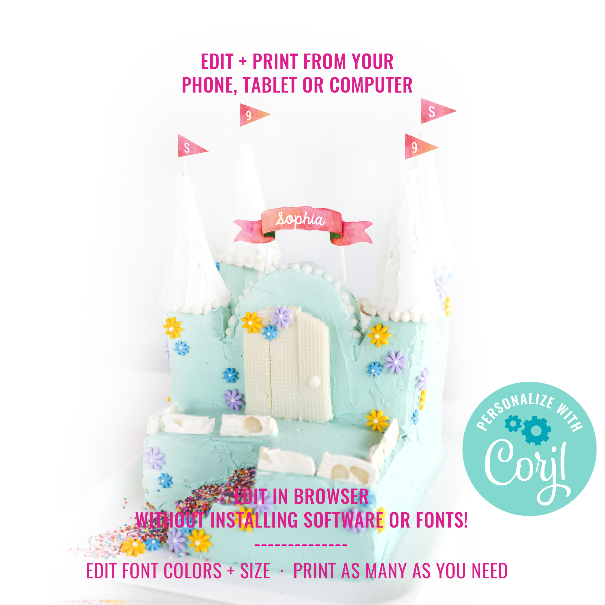 Watercolor Cake Banner & Flags design preview