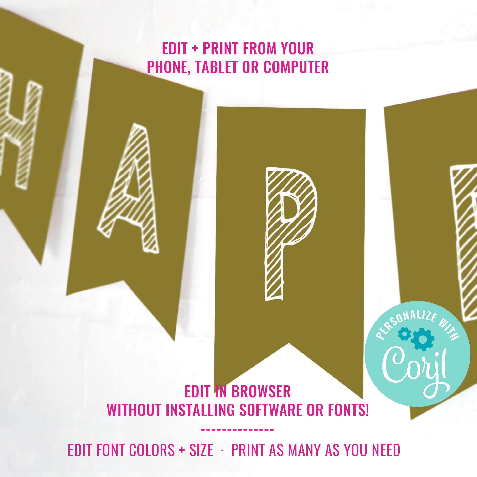Tank Party Birthday Banner design preview