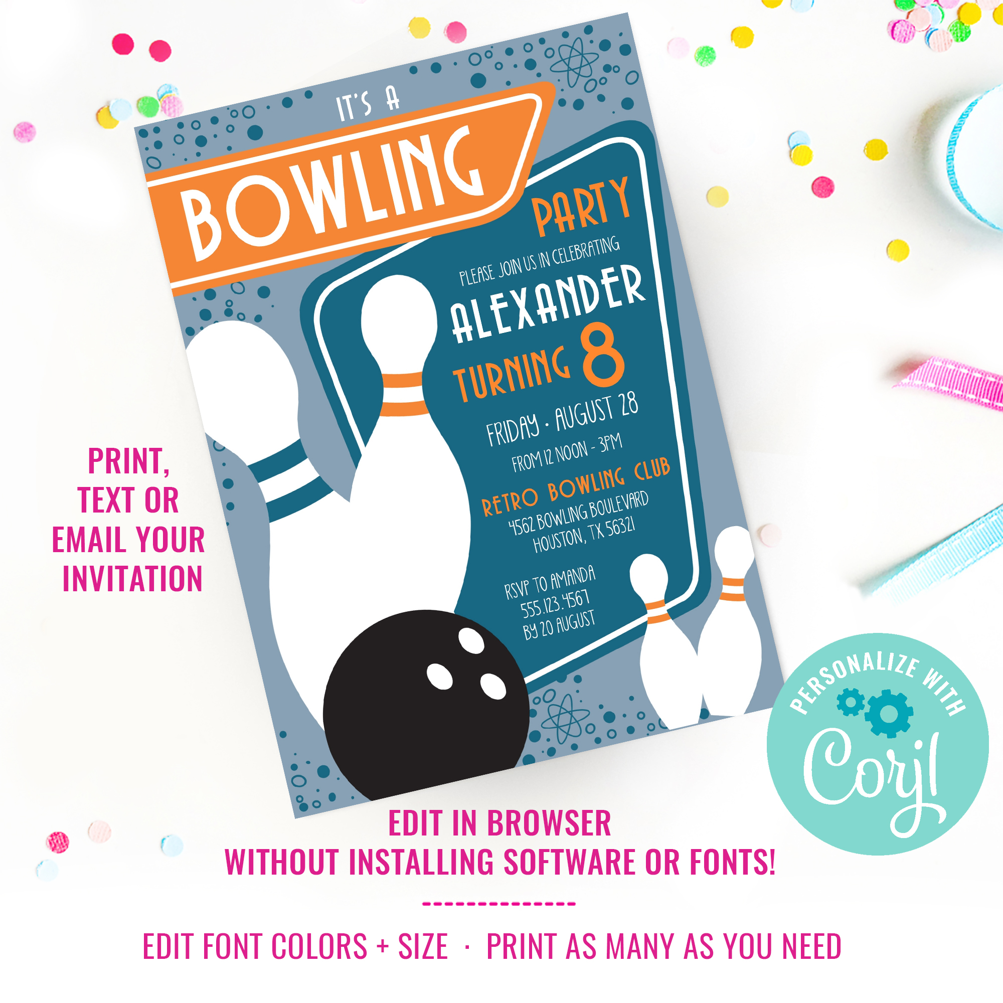 Bowling Party Invitation design preview