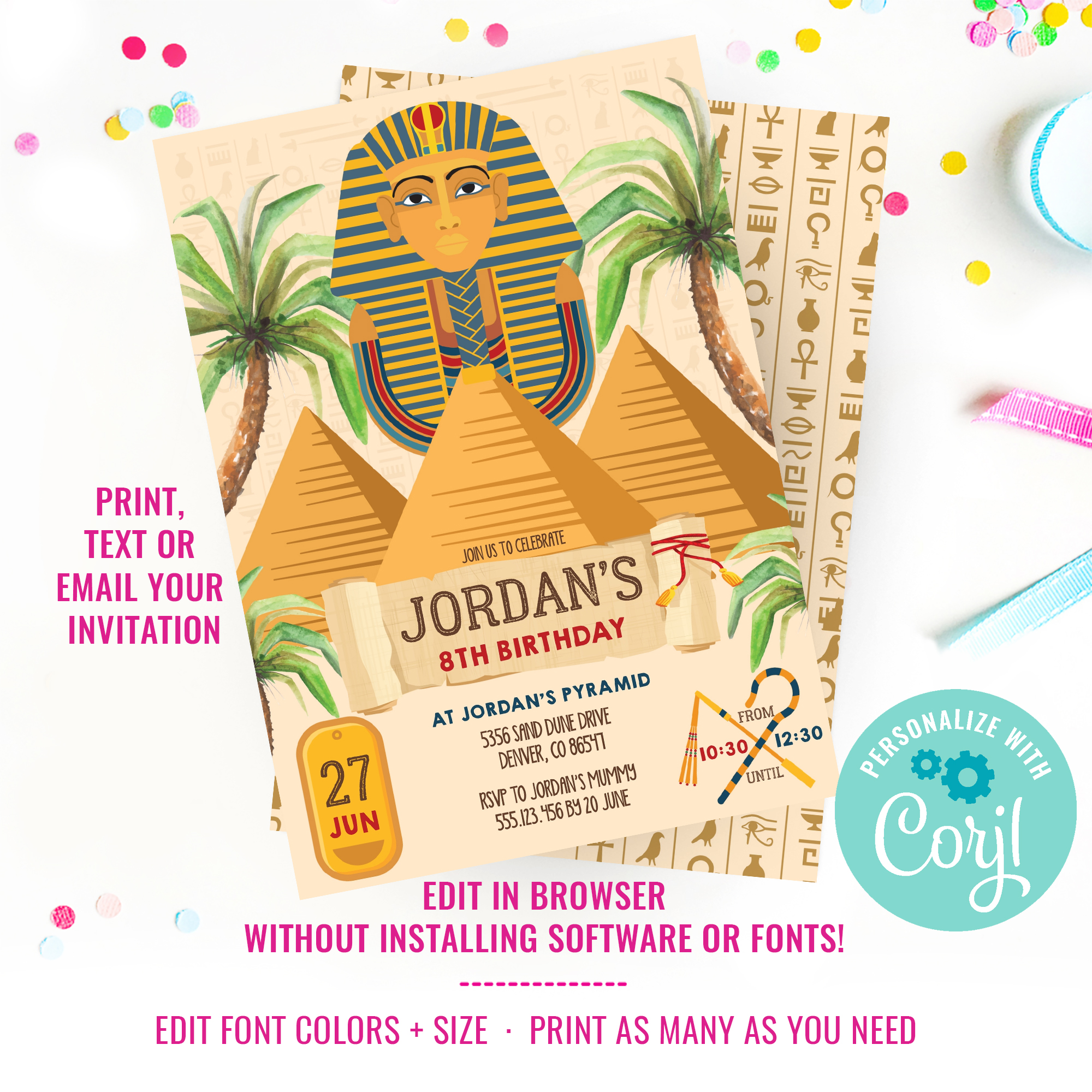 Egyptian Party Invitation design preview