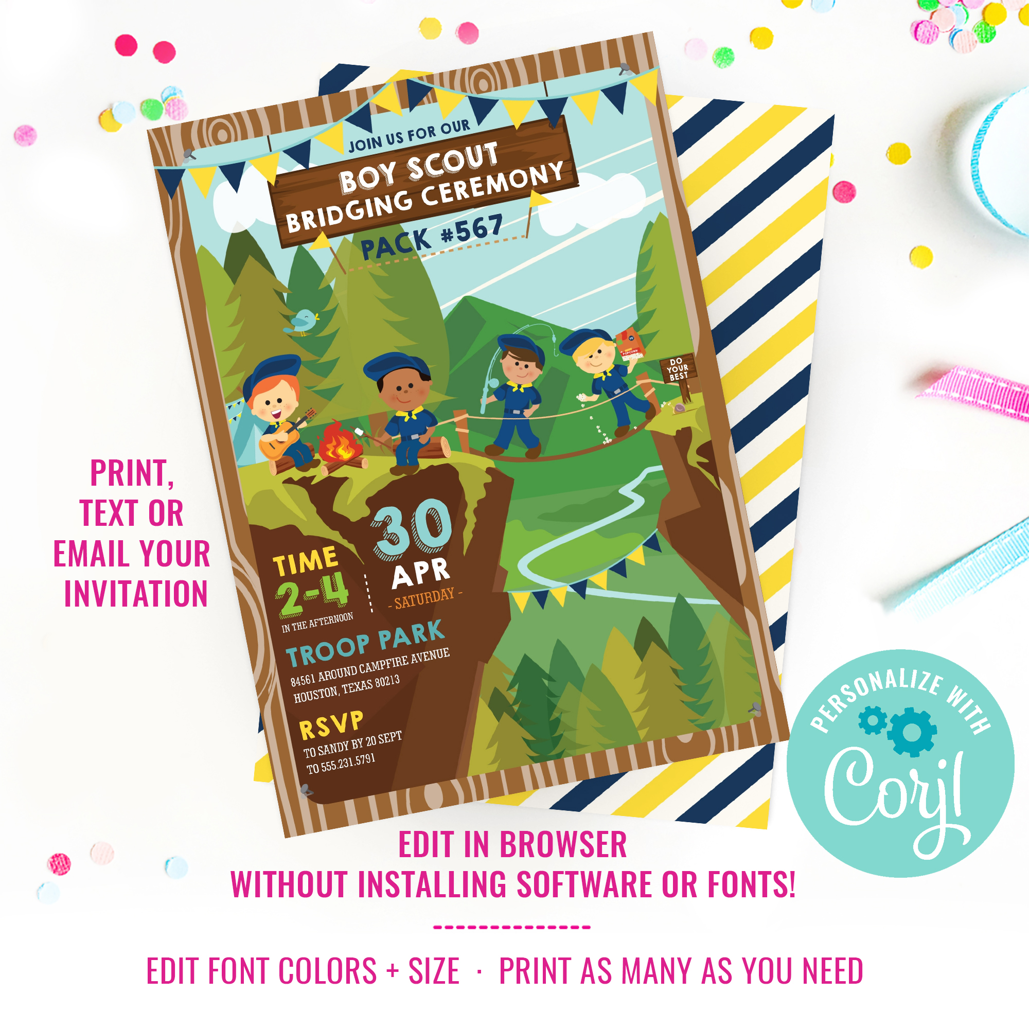 Boy Scout Bridging Ceremony Invitation design preview