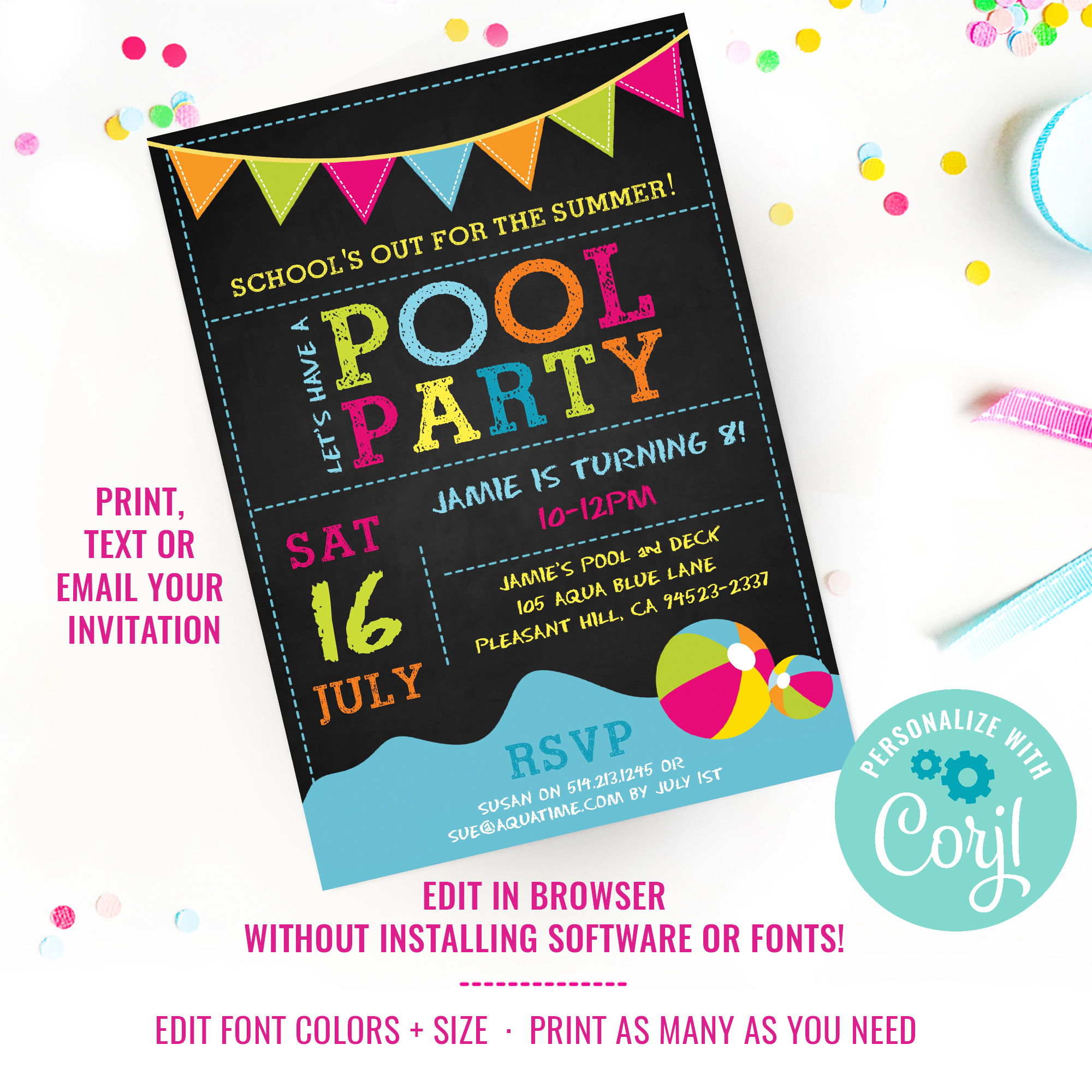 Summer Pool Party Invitation design preview