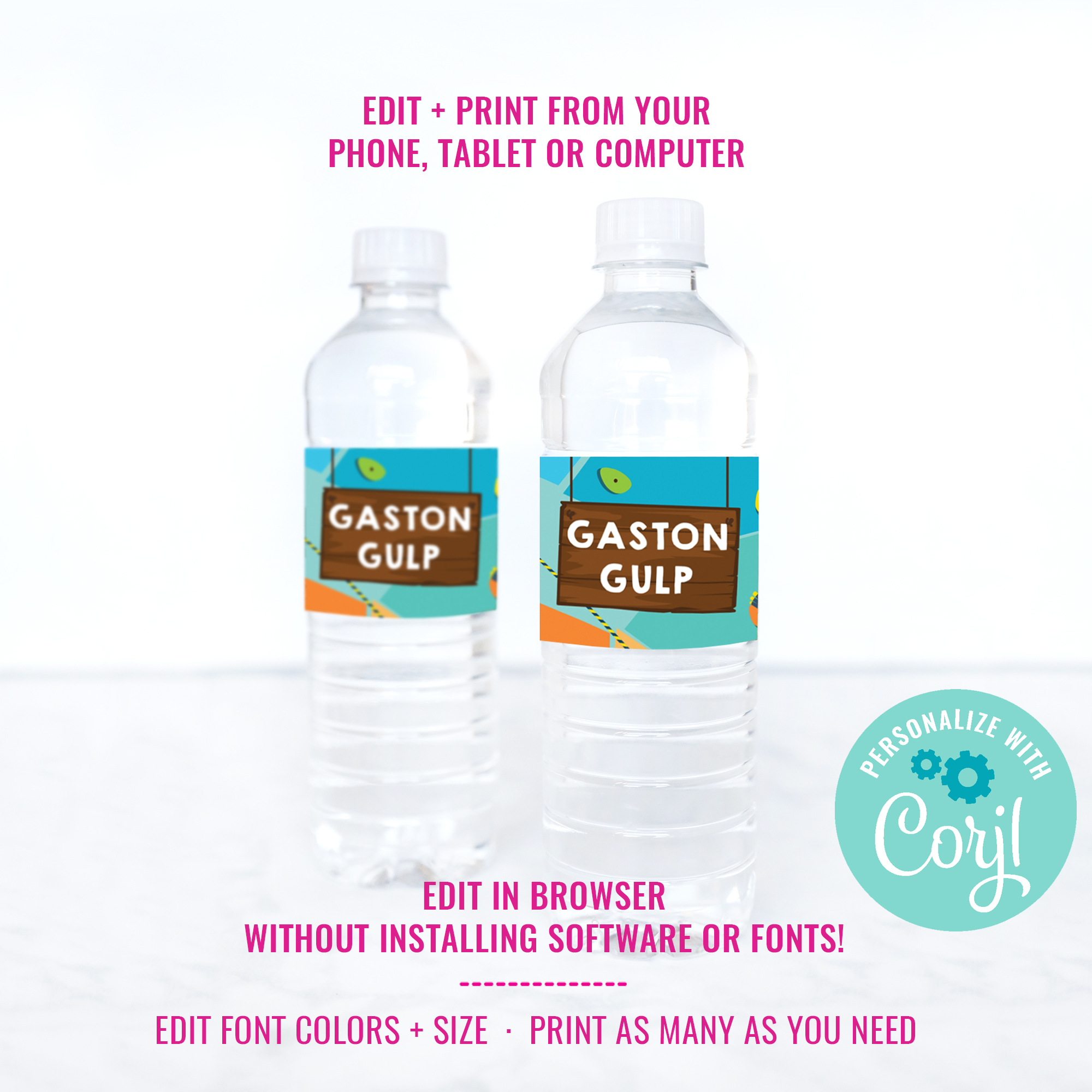 Rock Climbing Party - Water Bottle Labels design preview