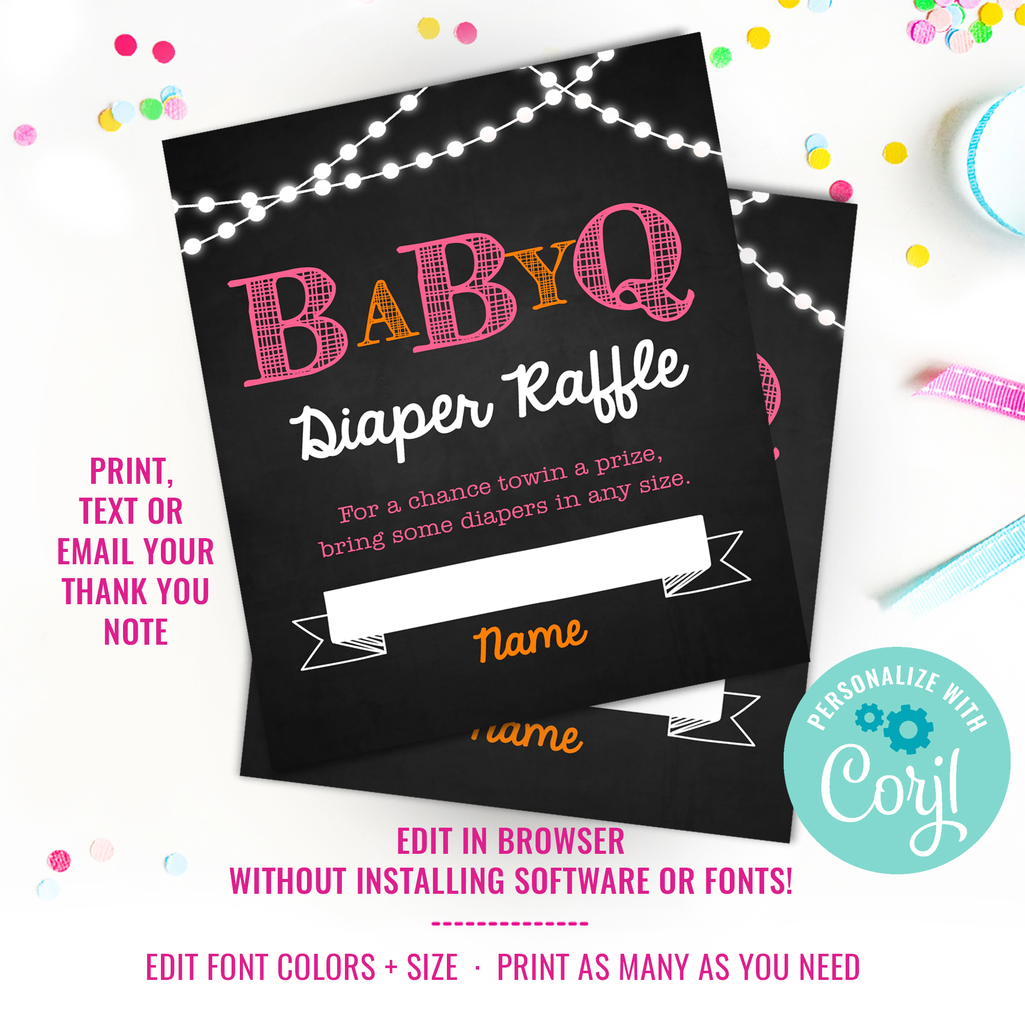 ChalkBoard Girl BaByQ Diaper Raffle design preview