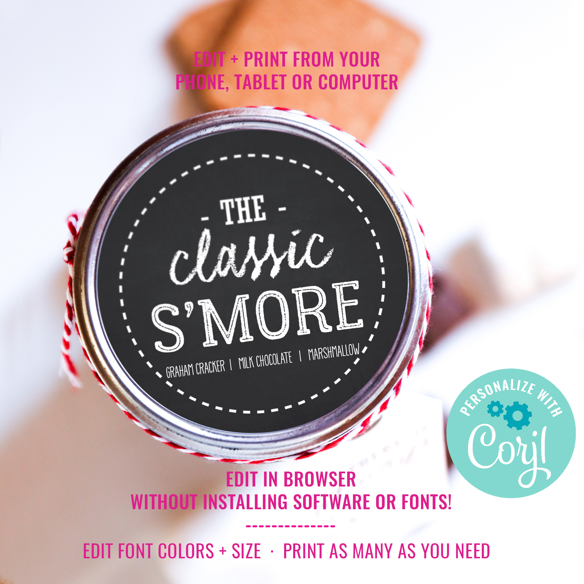 S'more Jar Labels design preview