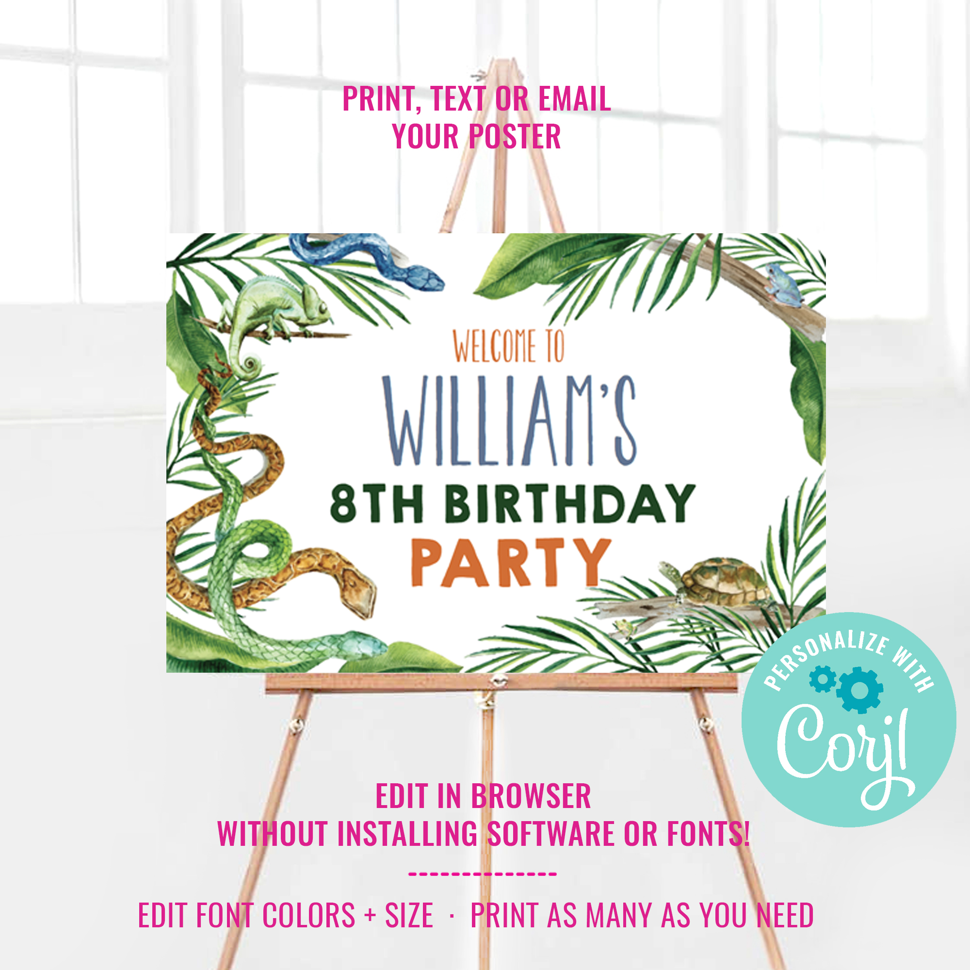 Reptile Party Poster design preview