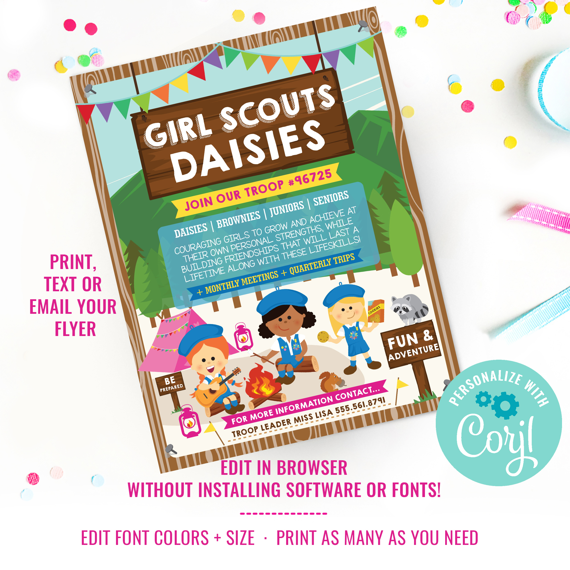 Girl Scouts Daisies Recruitment Flyer design preview