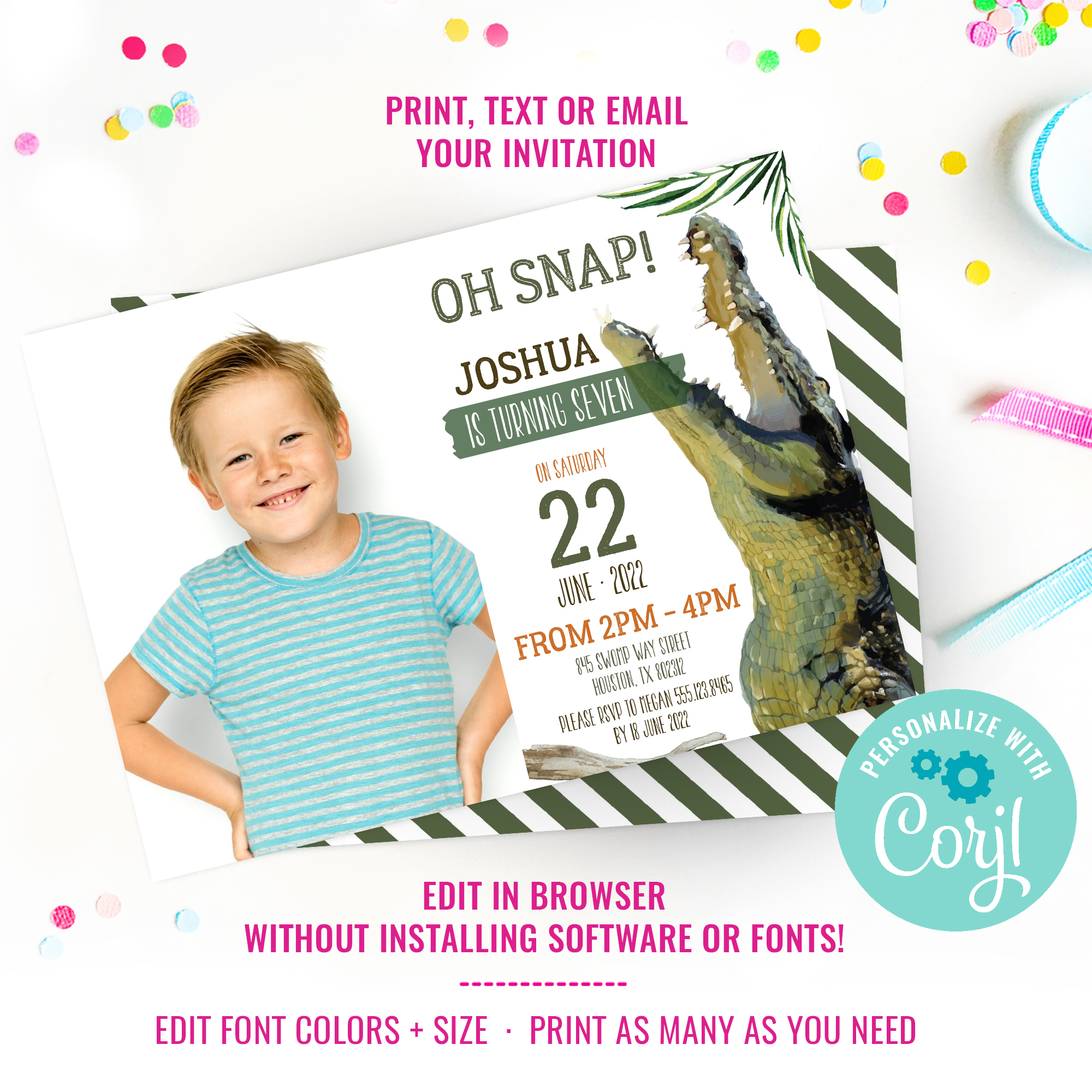 Crocodile Party Invitation_Picture design preview