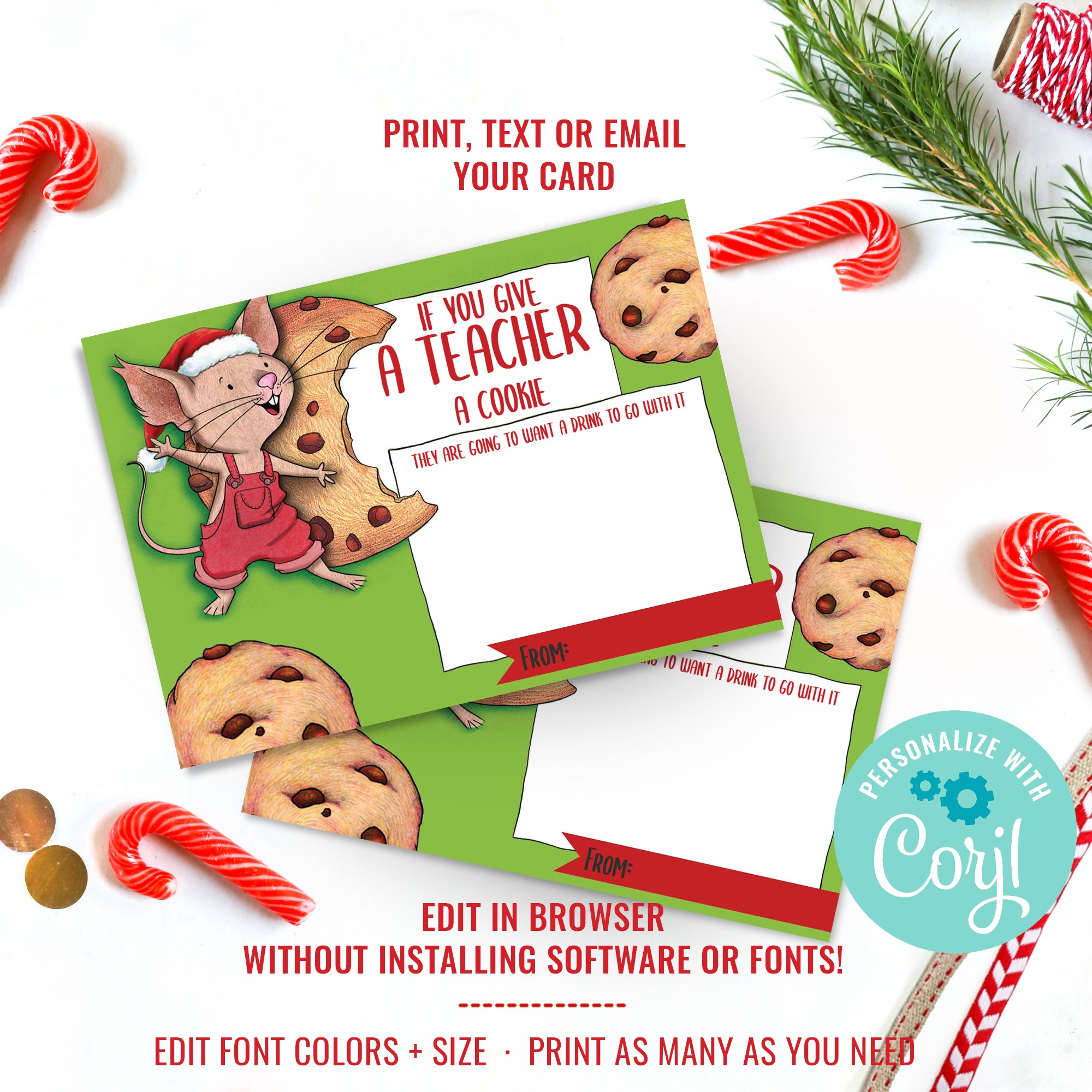 If You Give a Teacher a Cookie Christmas Printable design preview