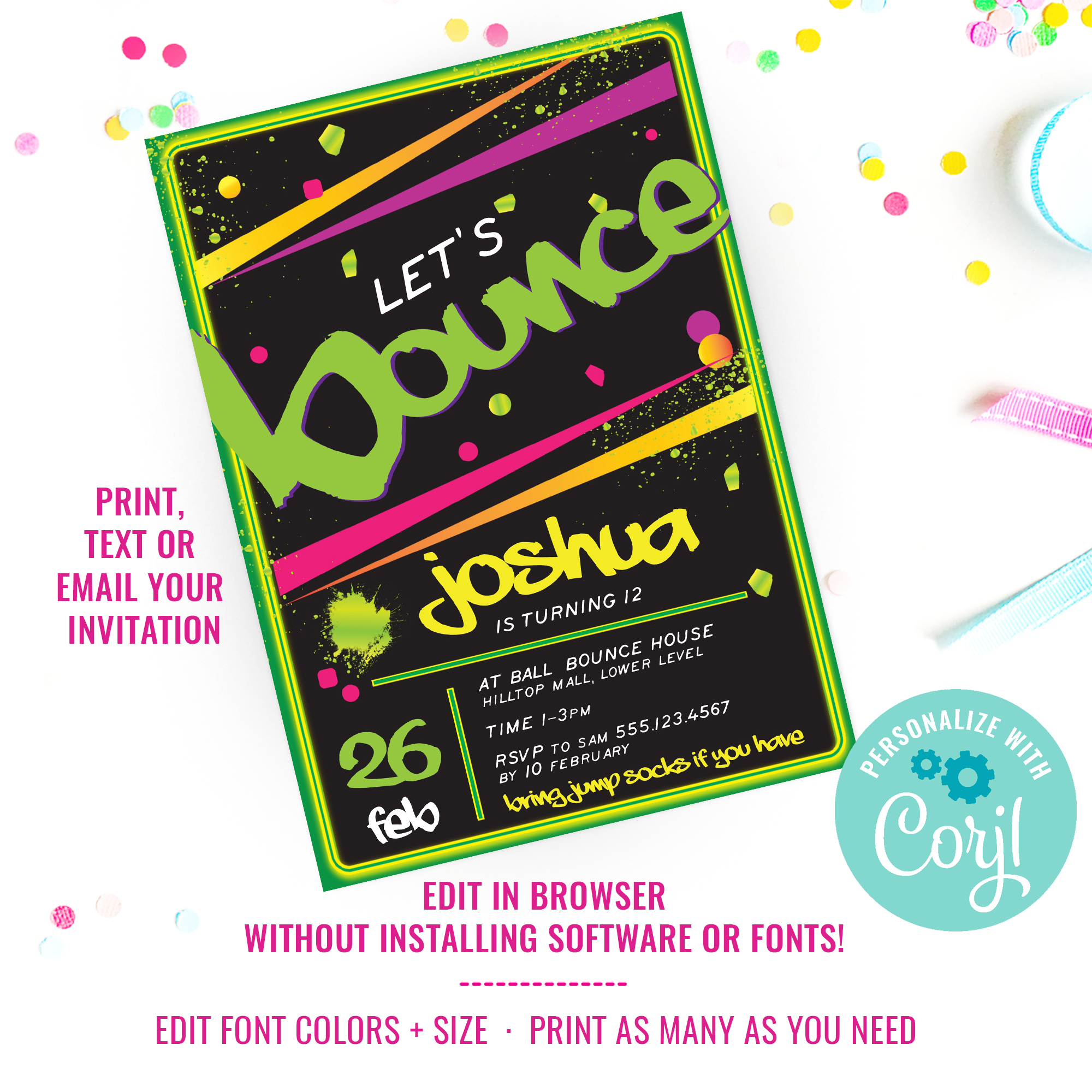 Bounce Party Invitation design preview