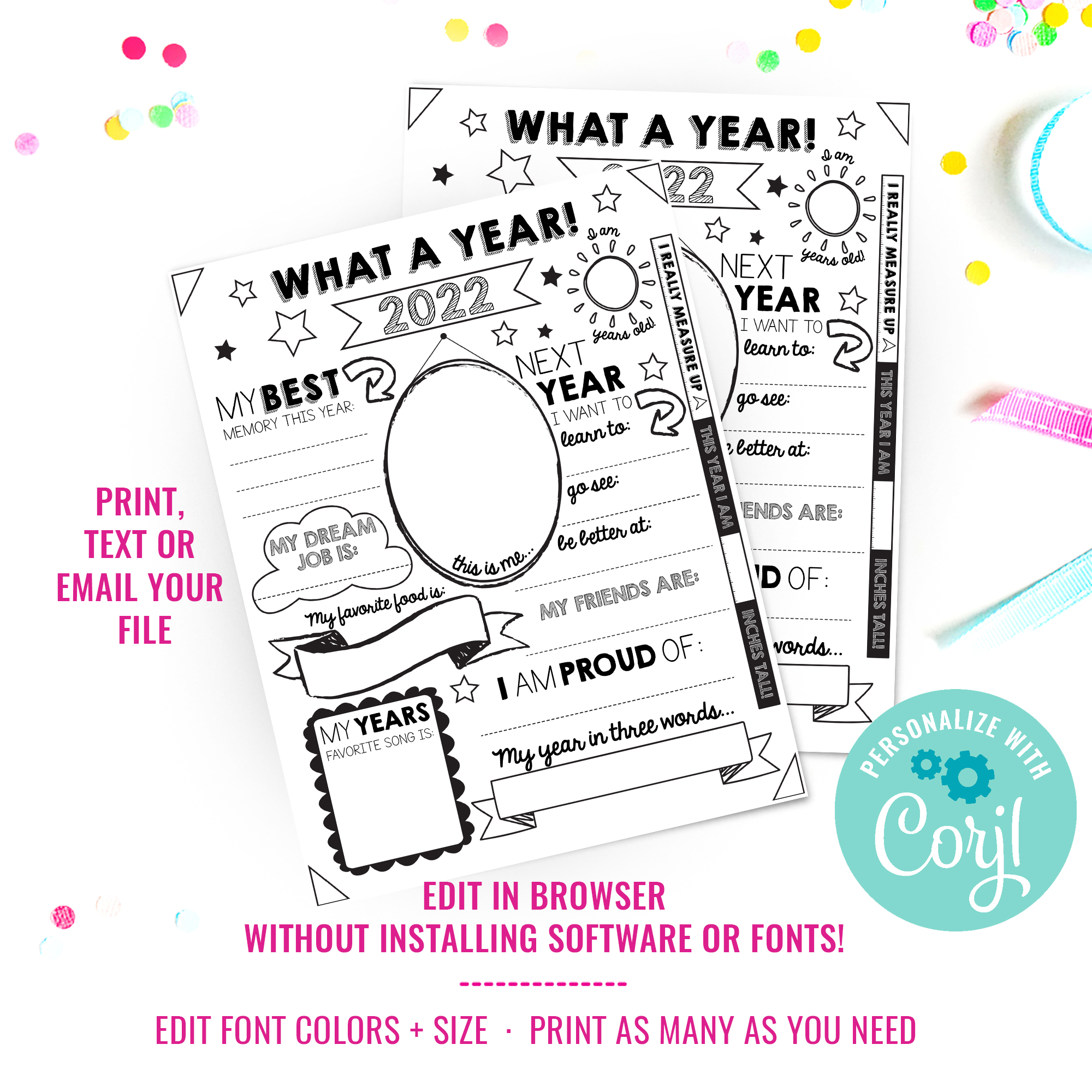 A Year In Review Coloring-In Page design preview