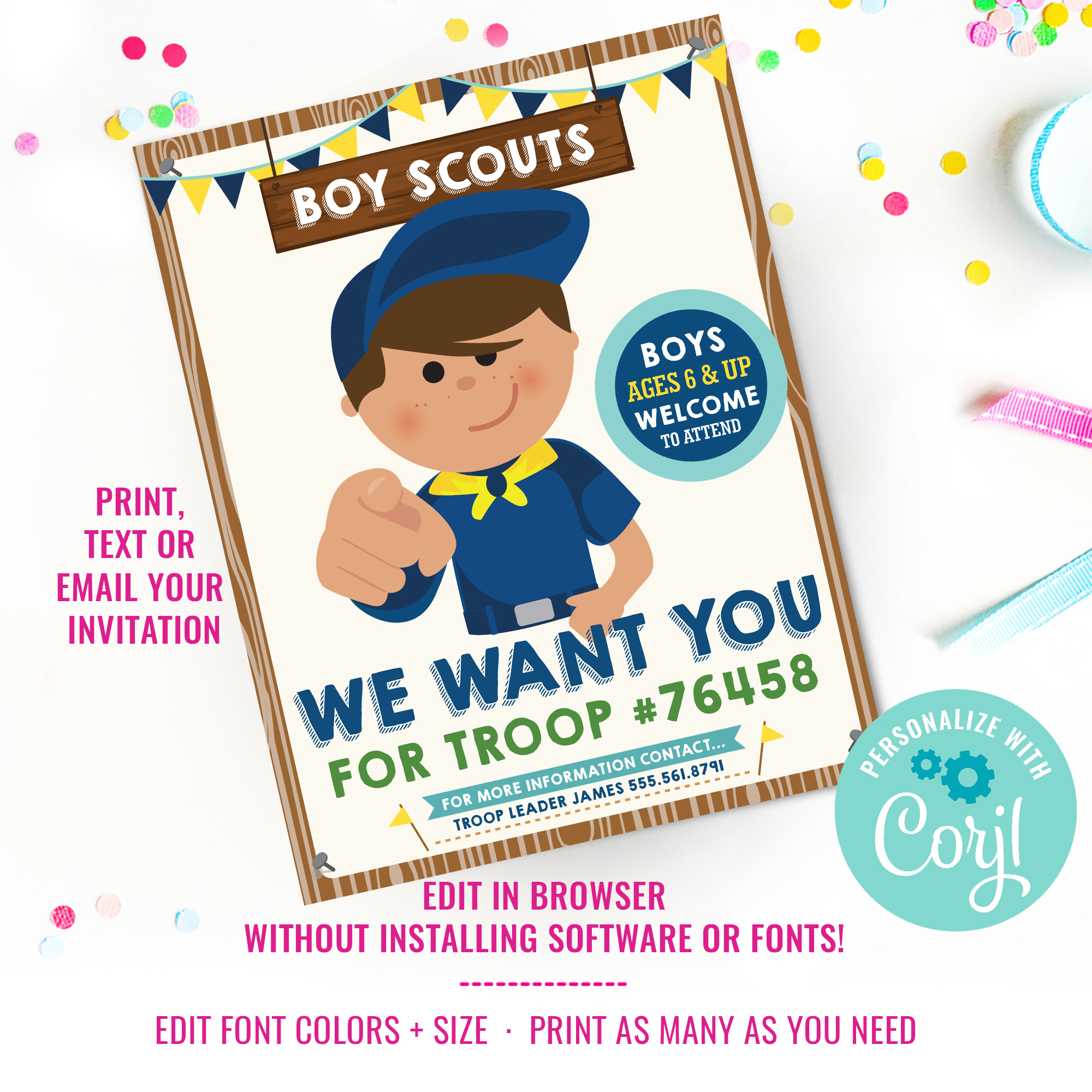 Boy Scout Recruitment Poster - Brown Hair design preview