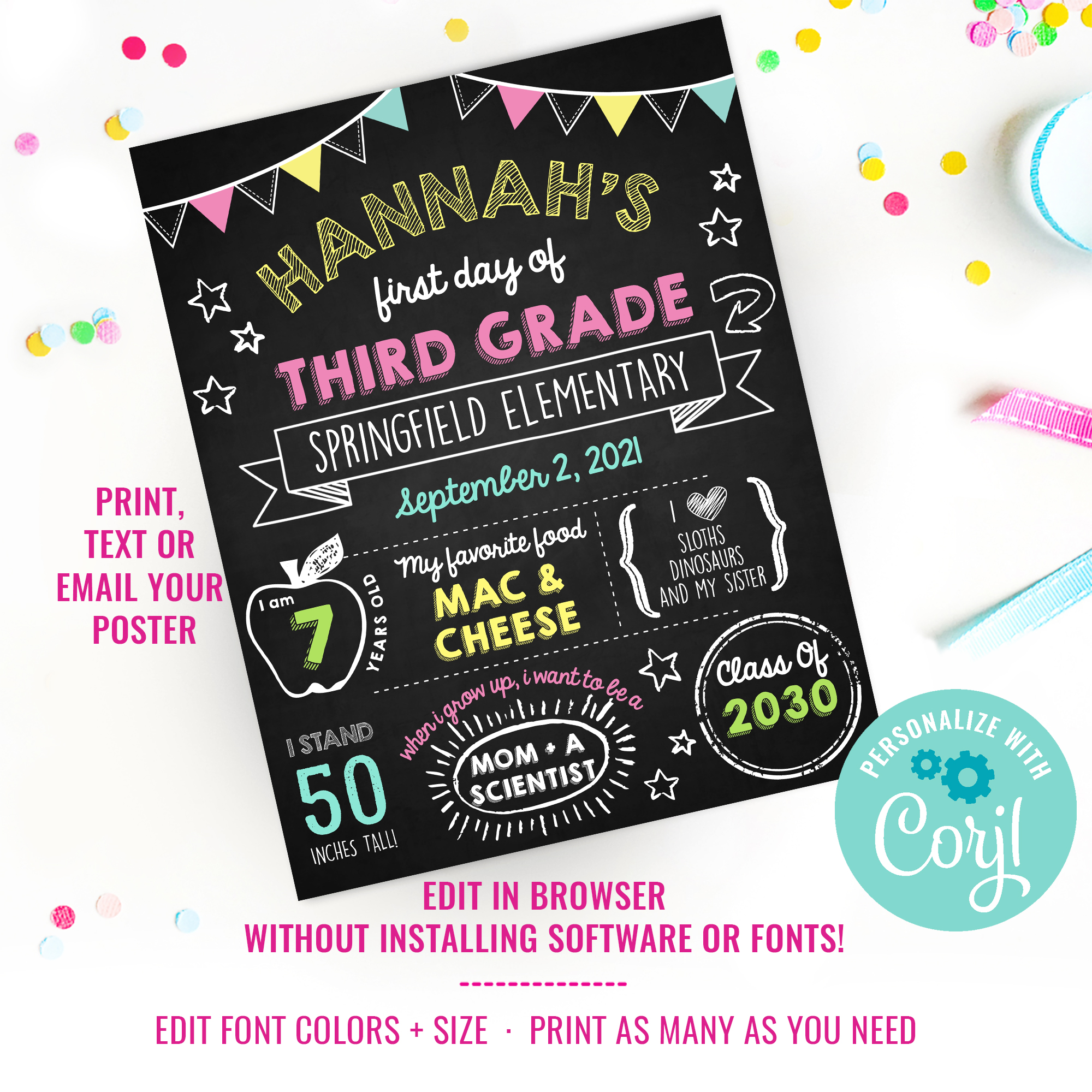 Back To School Poster Girl design preview
