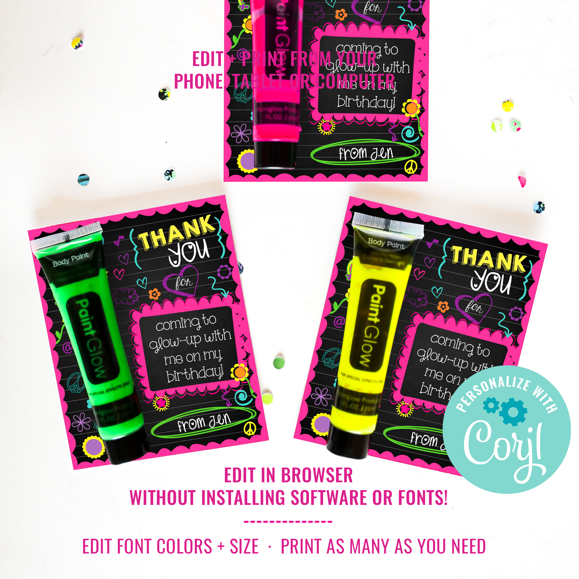 Neon Sleepover Favor design preview