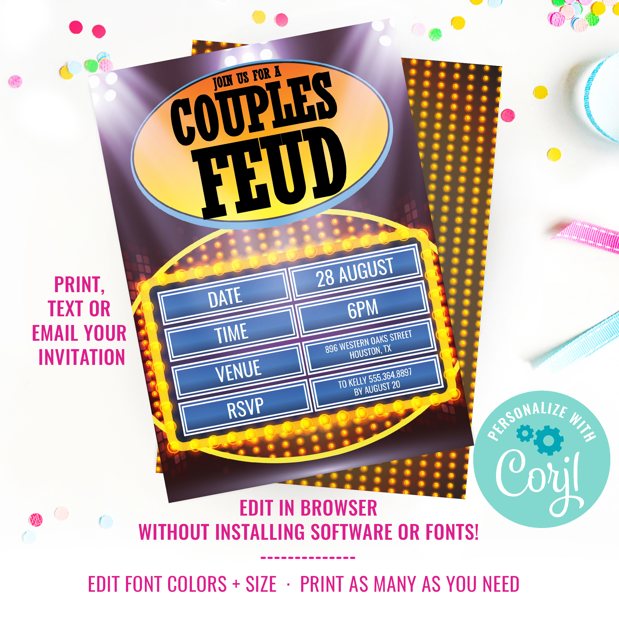 Couples Feud Invitation - Games Night design preview