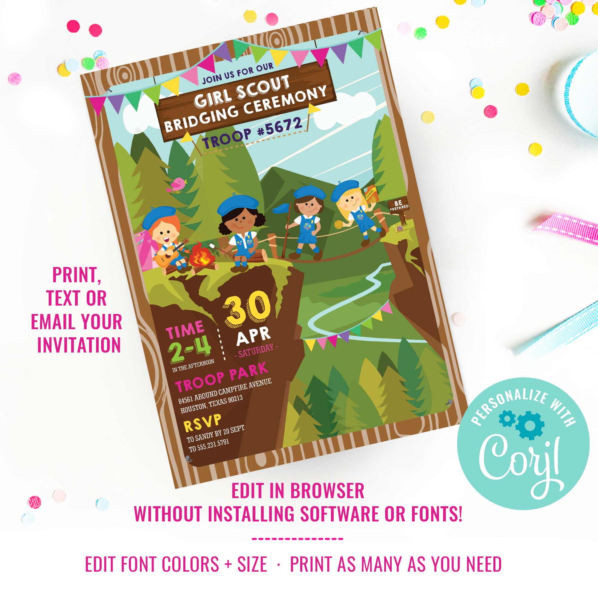 Girl Scout Daisy Bridging Ceremony Invitation design preview