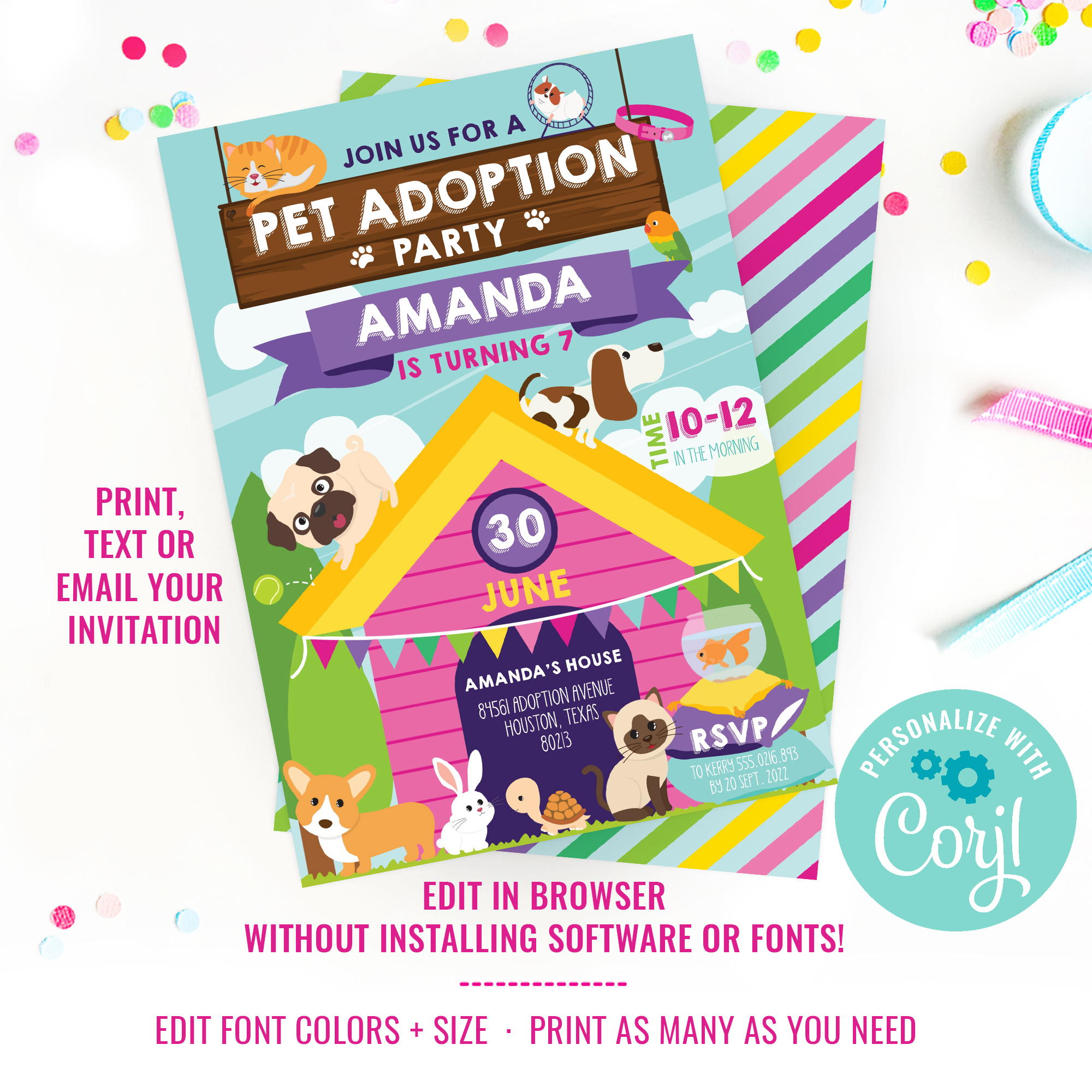 Pet Adoption Party Invitation design preview