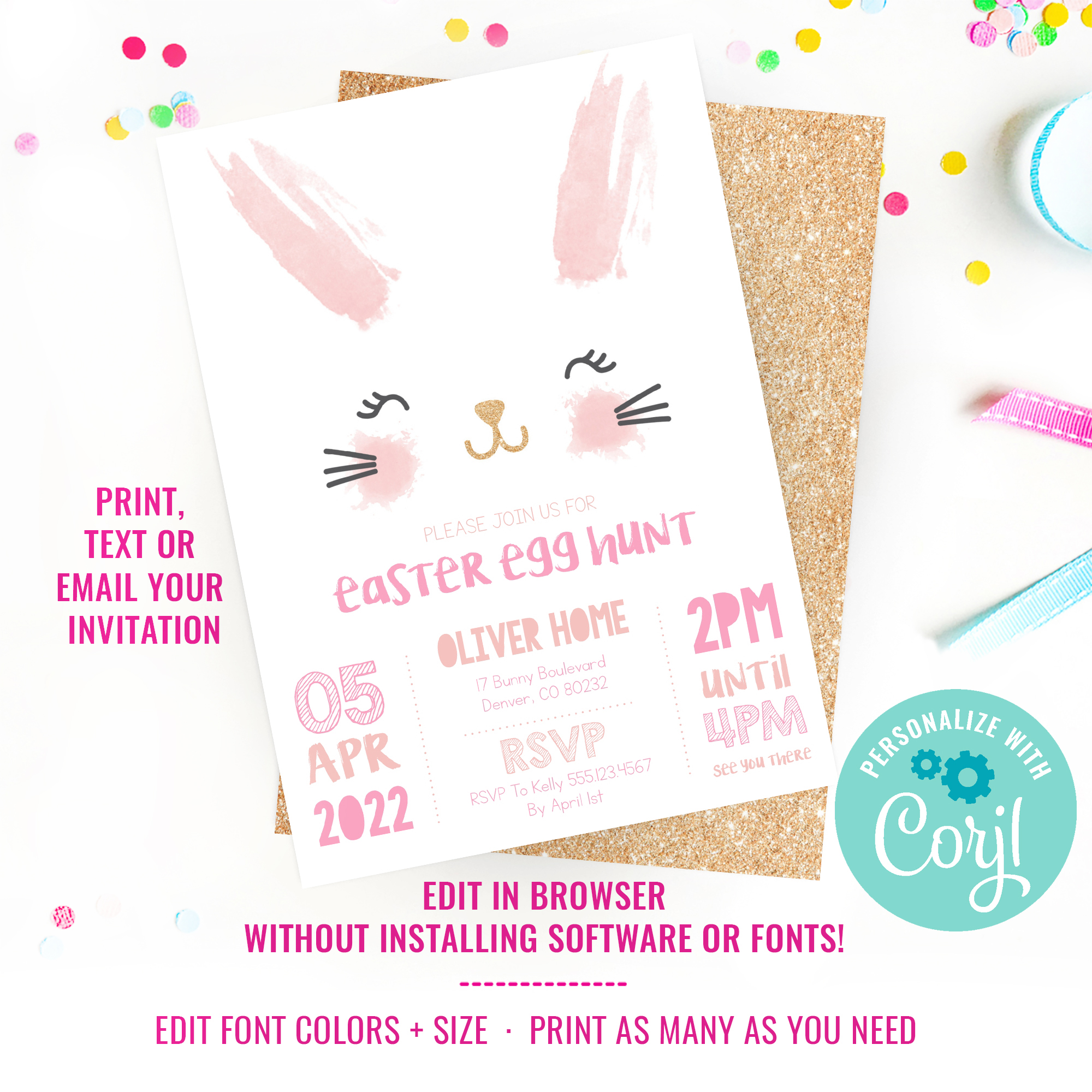 Easter Bunny Party Invitation design preview