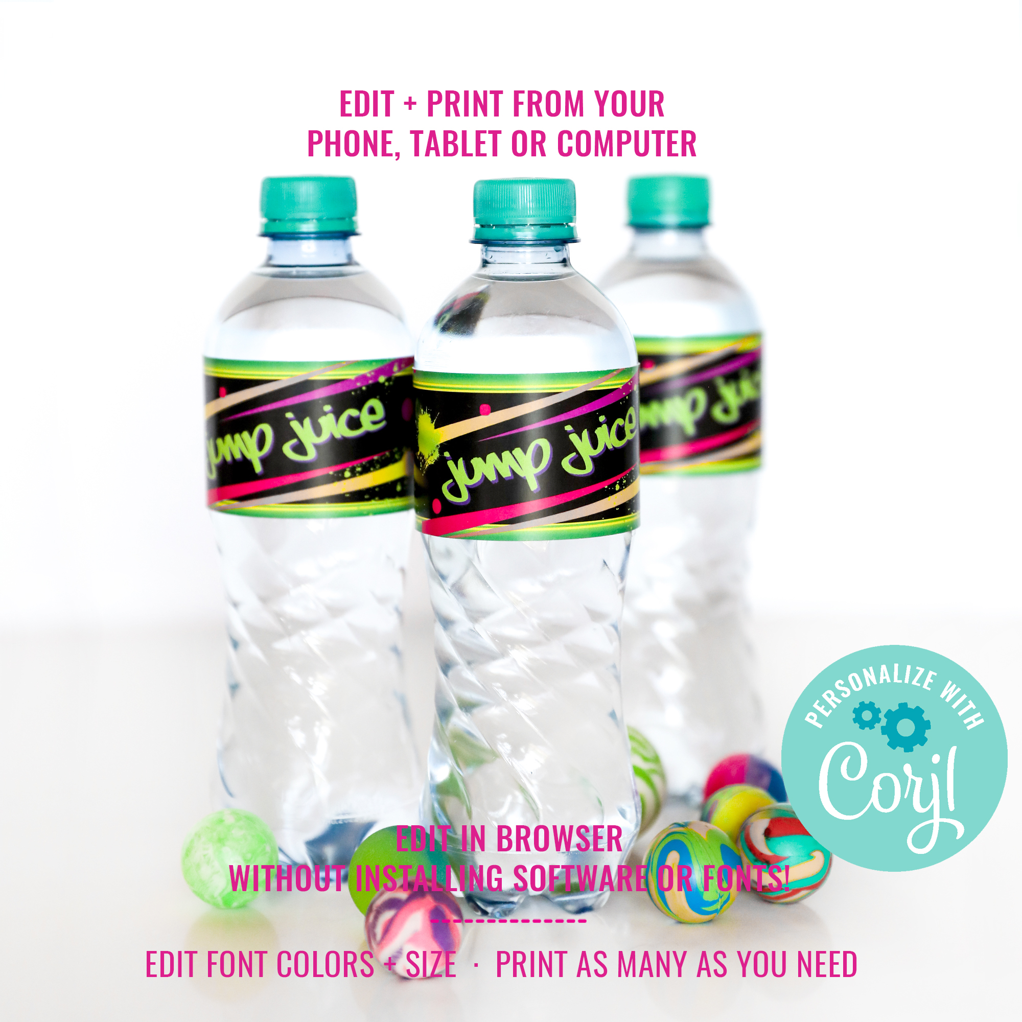 Jump Water Bottle Labels design preview