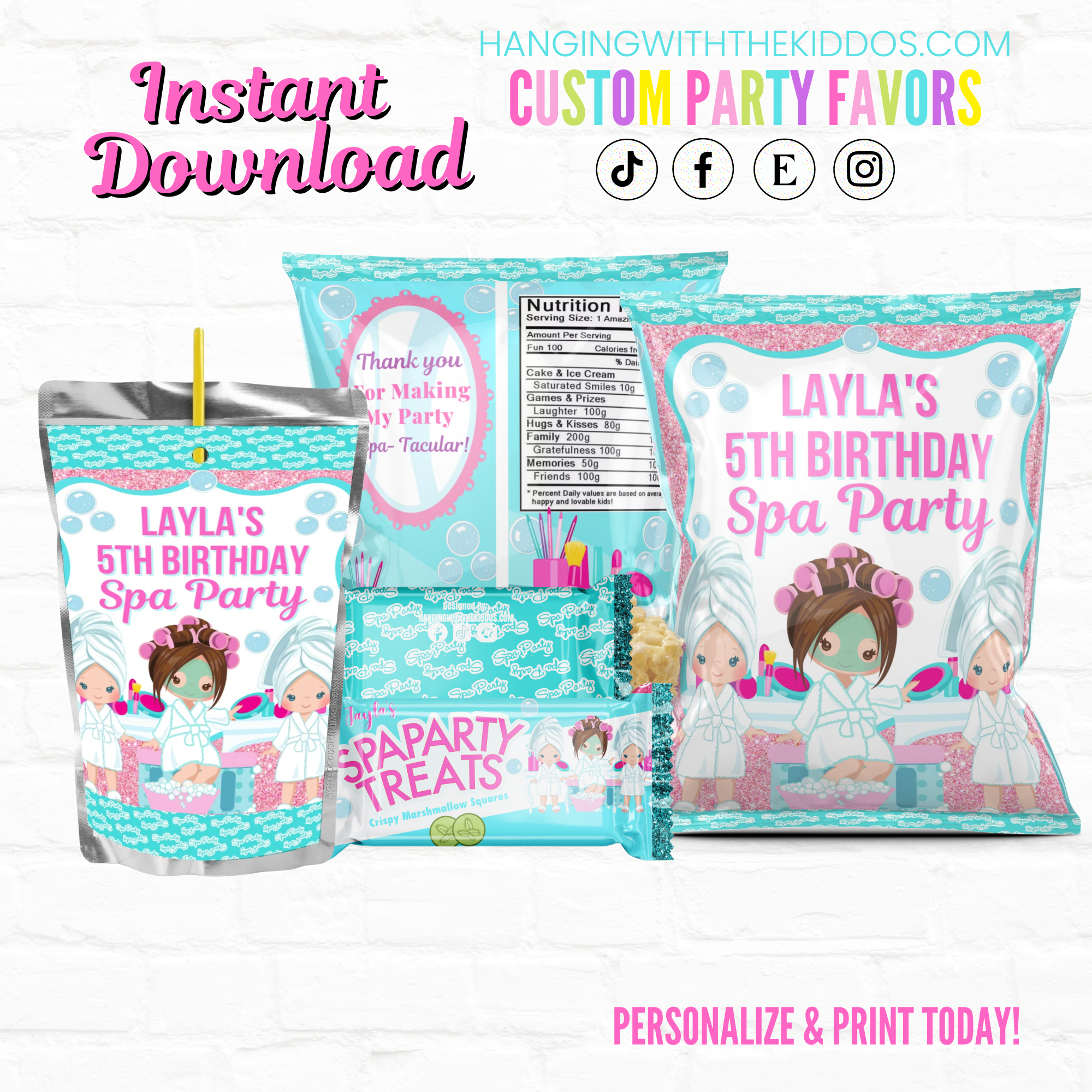 Spa Party Package Turquoise 2 design preview