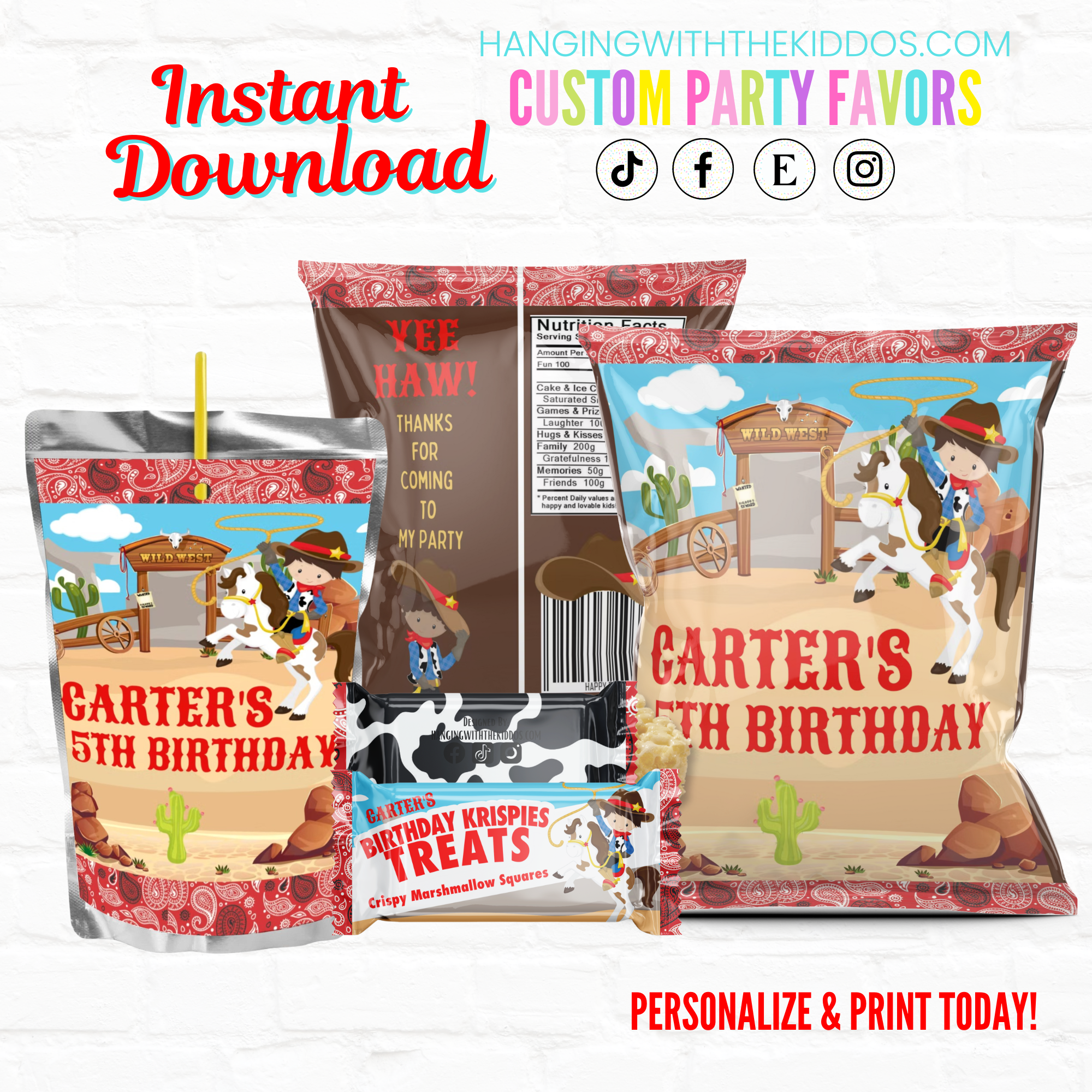 Cowboy Birthday Package 02 design preview