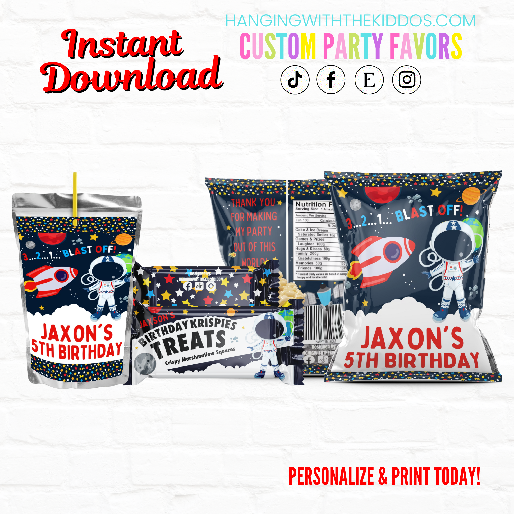 Space Birthday Party Package 01 design preview