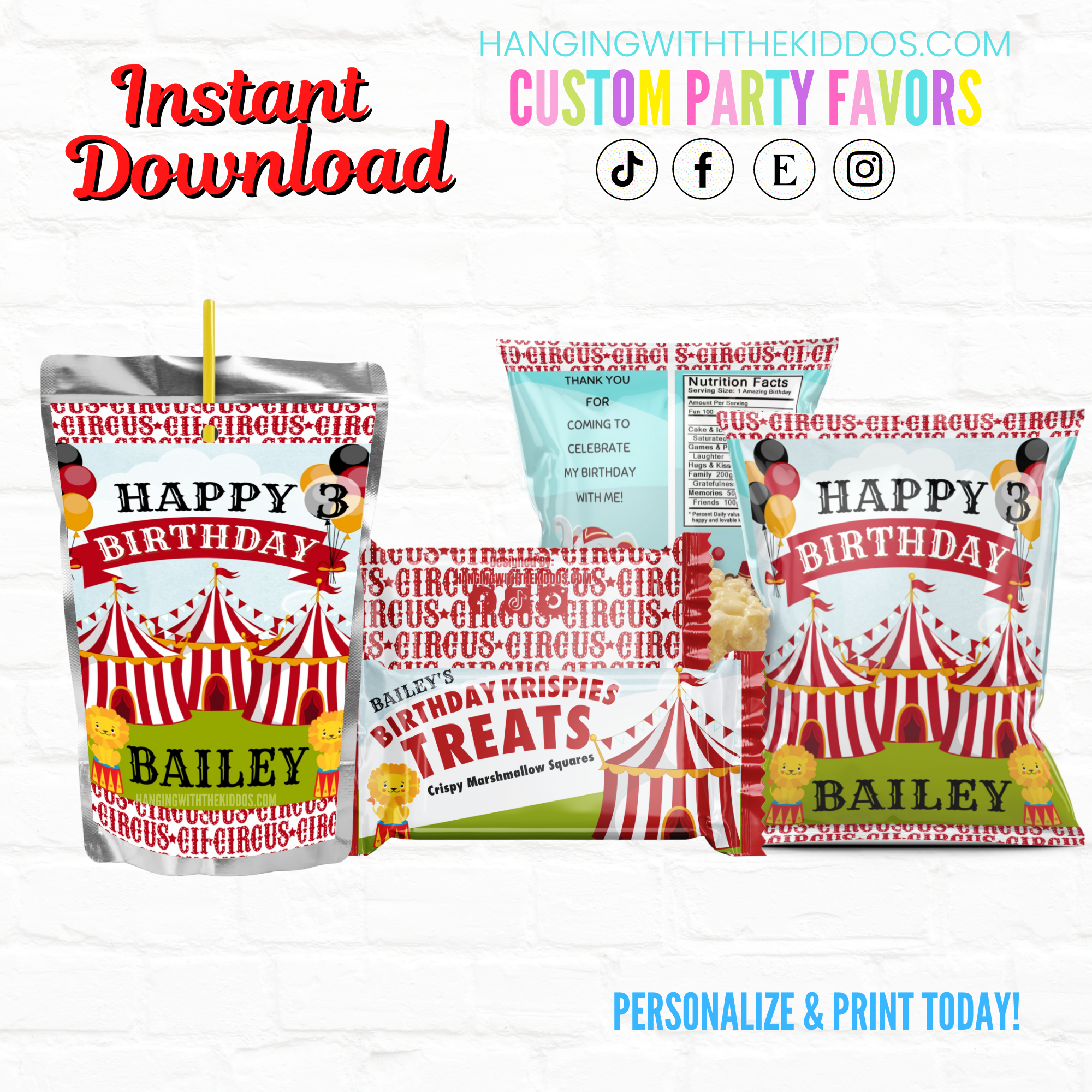 Circus Birthday Package 04 Red design preview