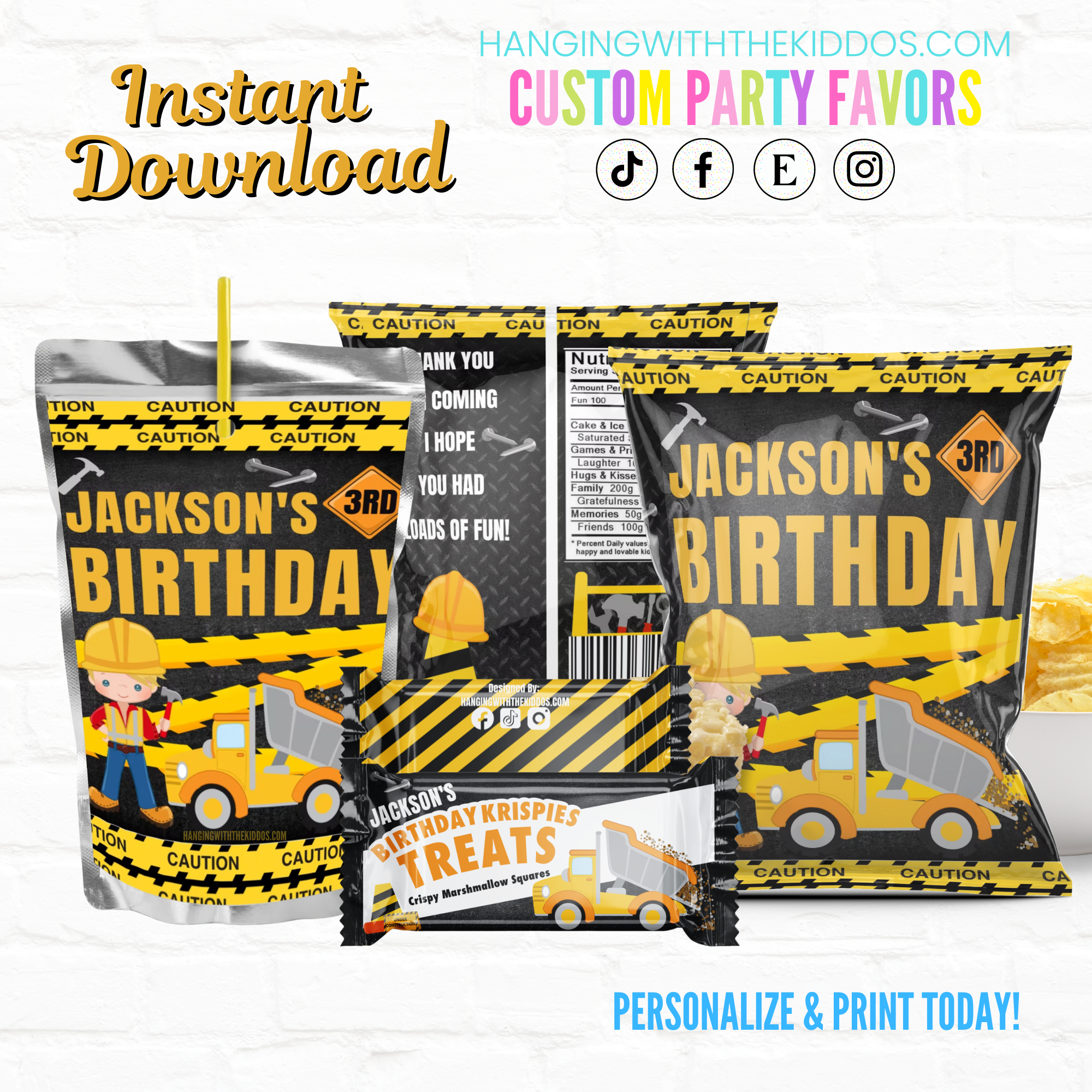 Construction Birthday Package 04 design preview