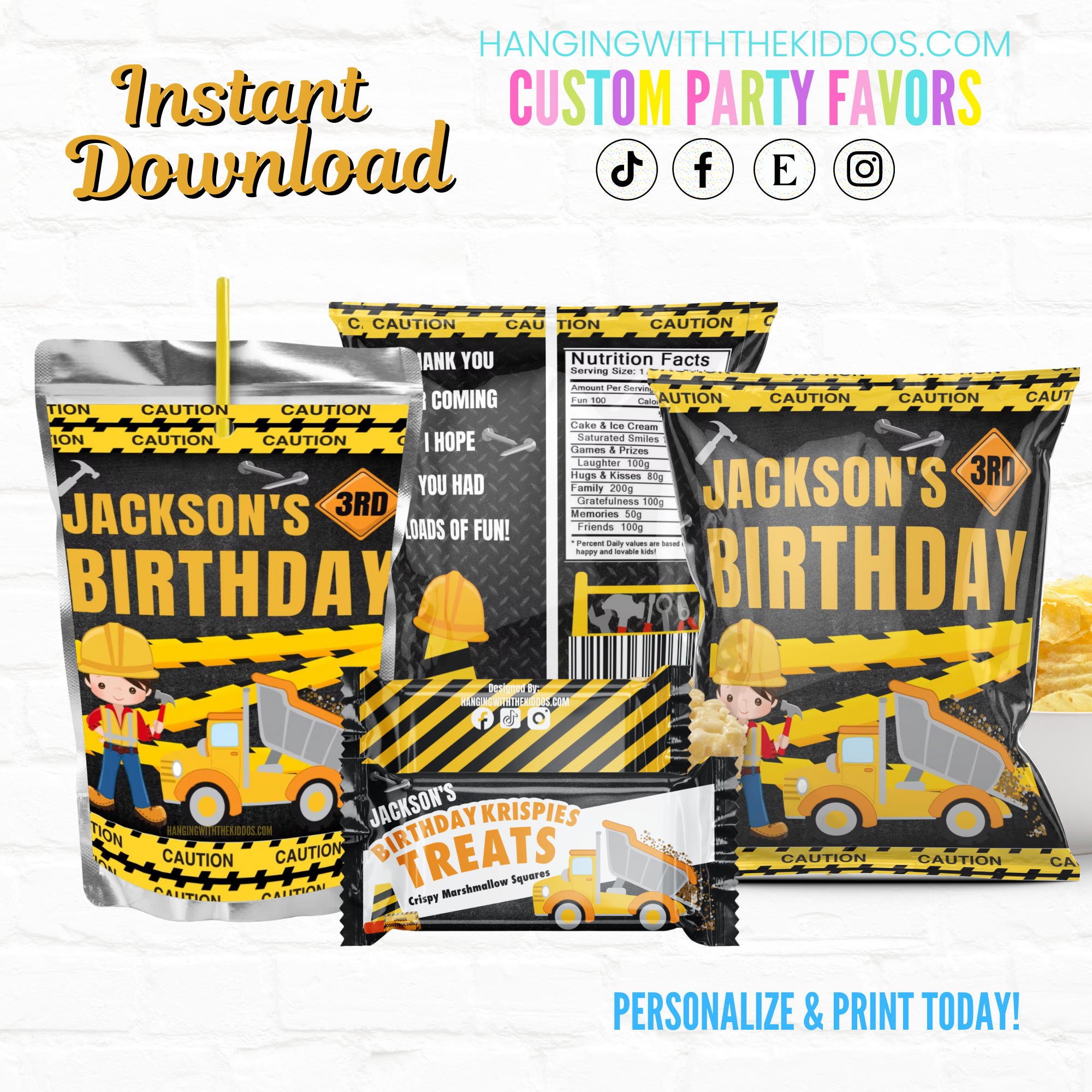 Construction Birthday Package 03 design preview