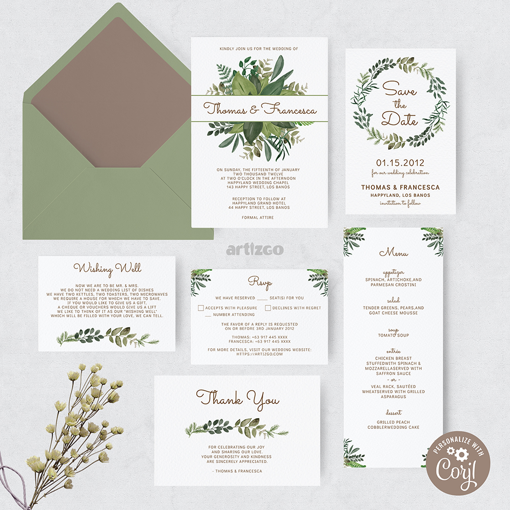 TVW050 Rustic Leaves Wedding Bundle design preview