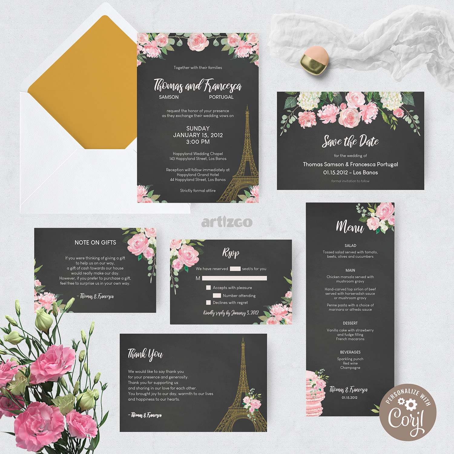 TVW193 Lovers in Paris Wedding Bundle design preview