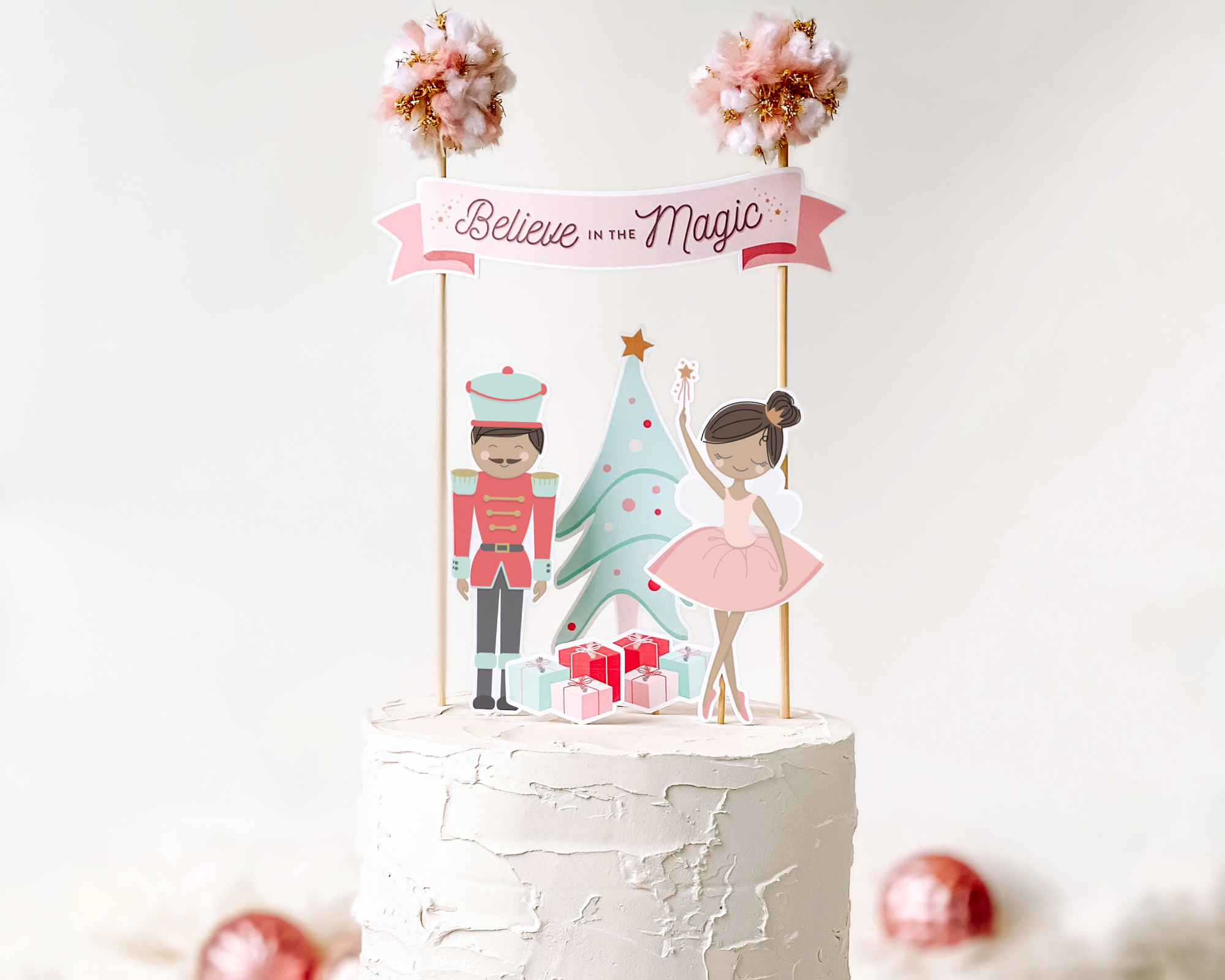 Dark Skin Sugar Plum Fairy Cake Topper design preview