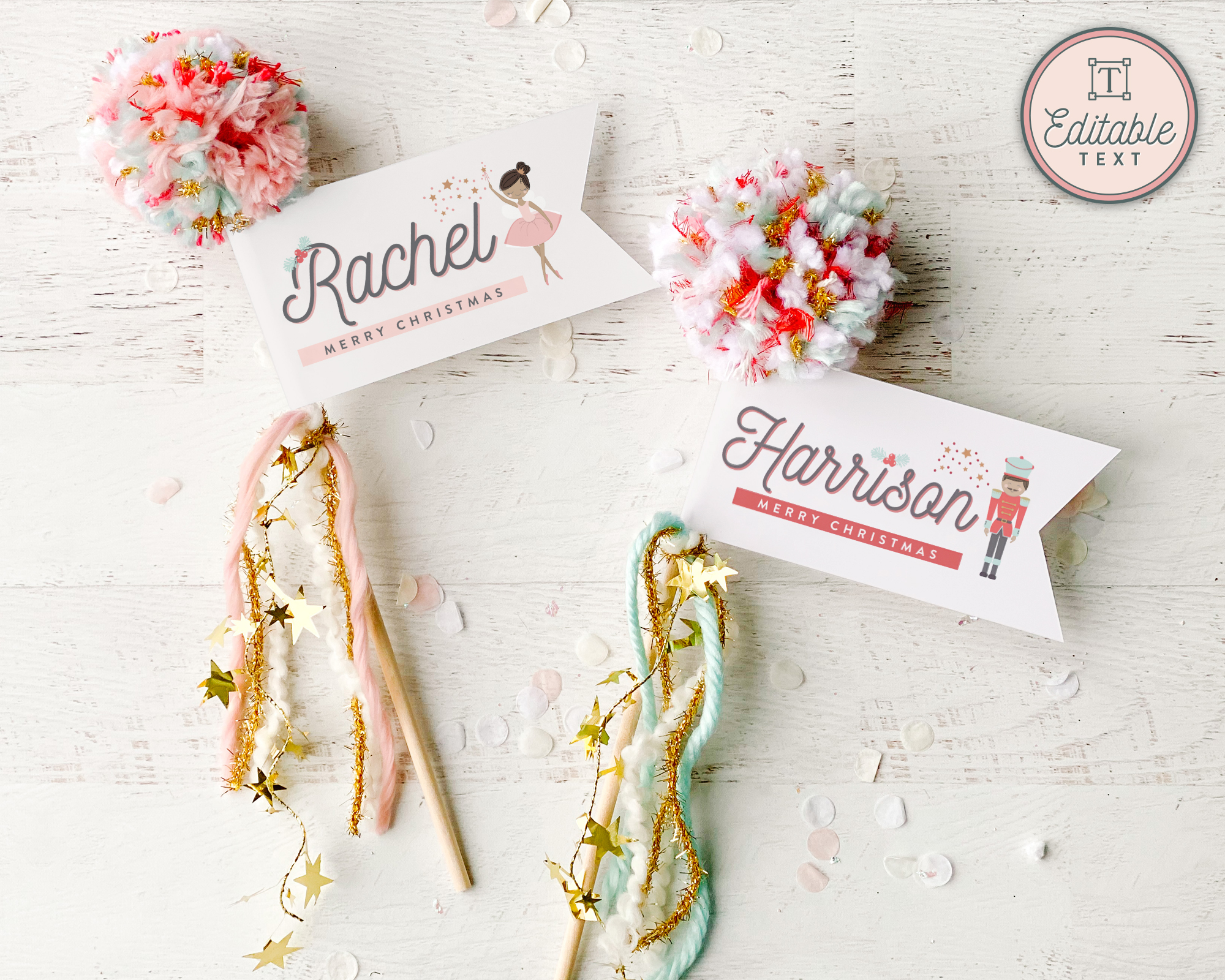 Dark Skin Sugar Plum Fairy Pennant Flags design preview